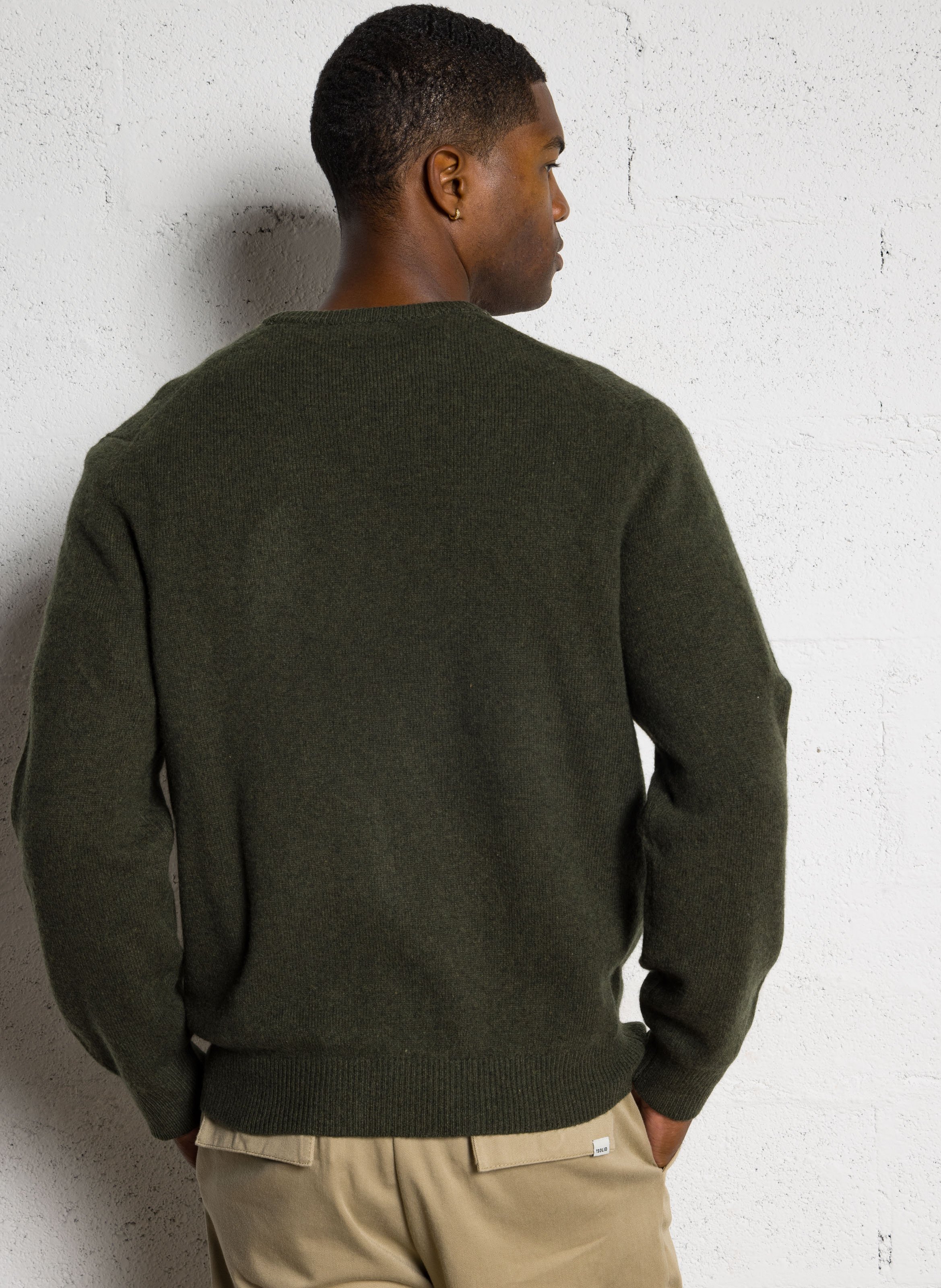 Trui met ronde hals in effen wol HACKETT Groen