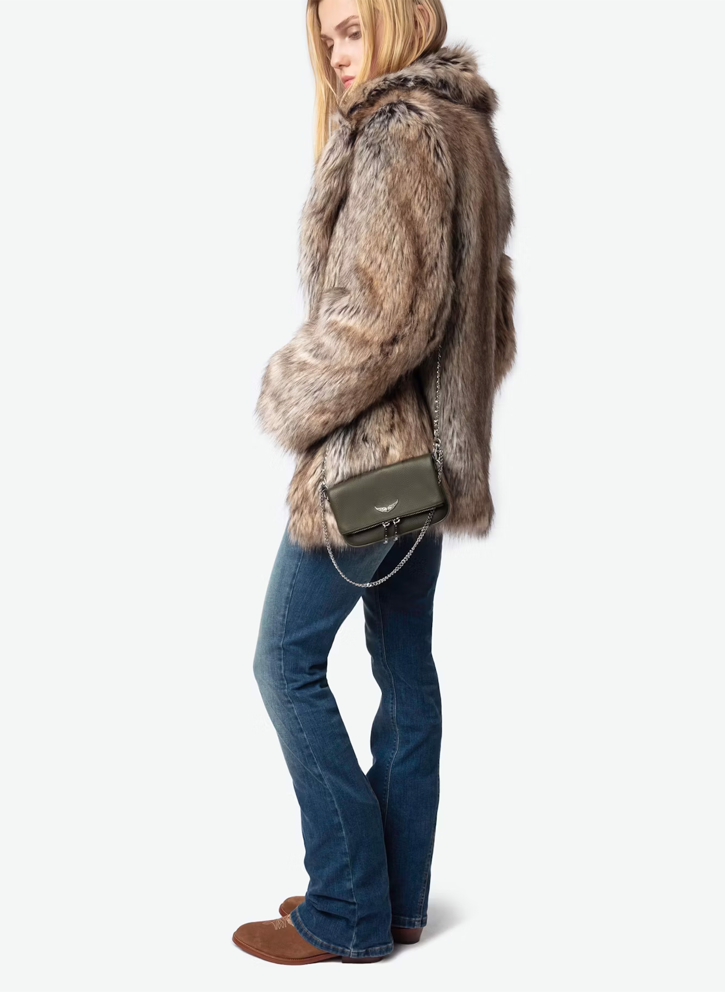 Abend-Clutch aus Leder ZADIG&VOLTAIRE Grun