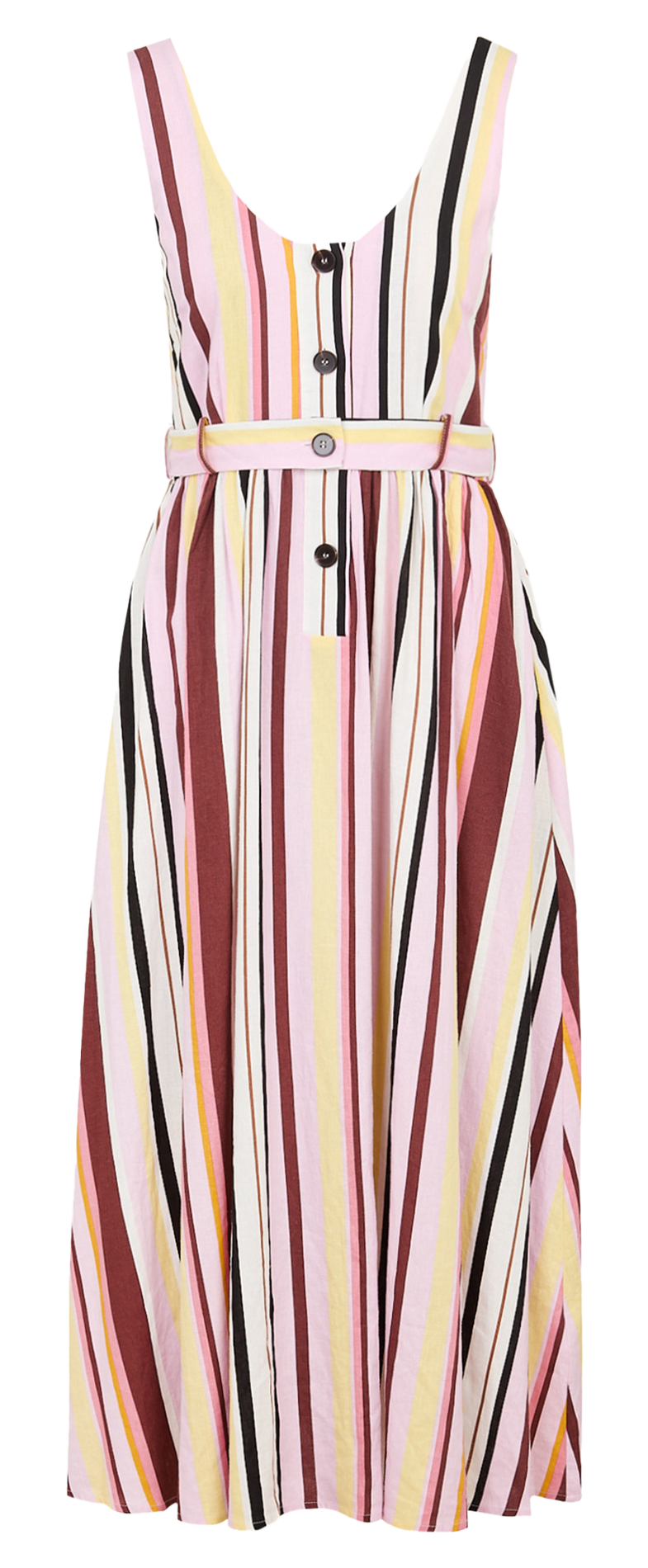 Ausgestelltes Midikleid aus Leinenmix SUNCOO Rosa