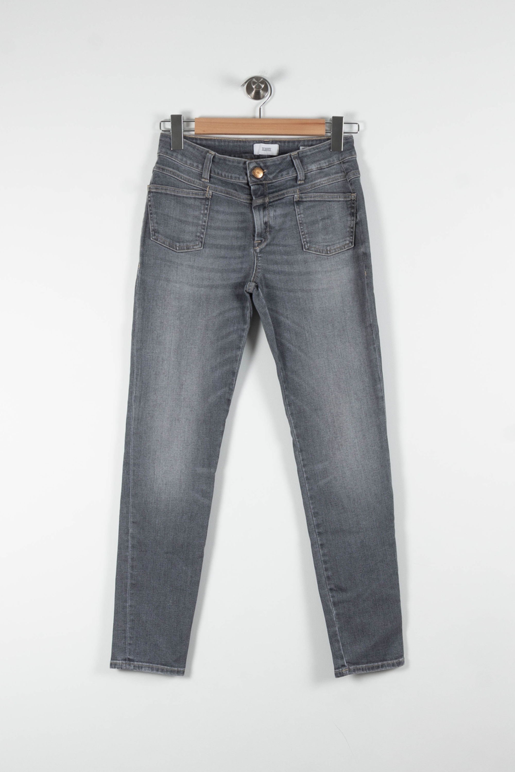 Cropped slim jeans with studs CLOSED - Seconde Main Grey
