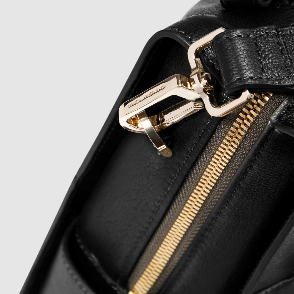 Women's laptop bag with iPad® compartment, shock protection, and RFID protection PIQUADRO Black