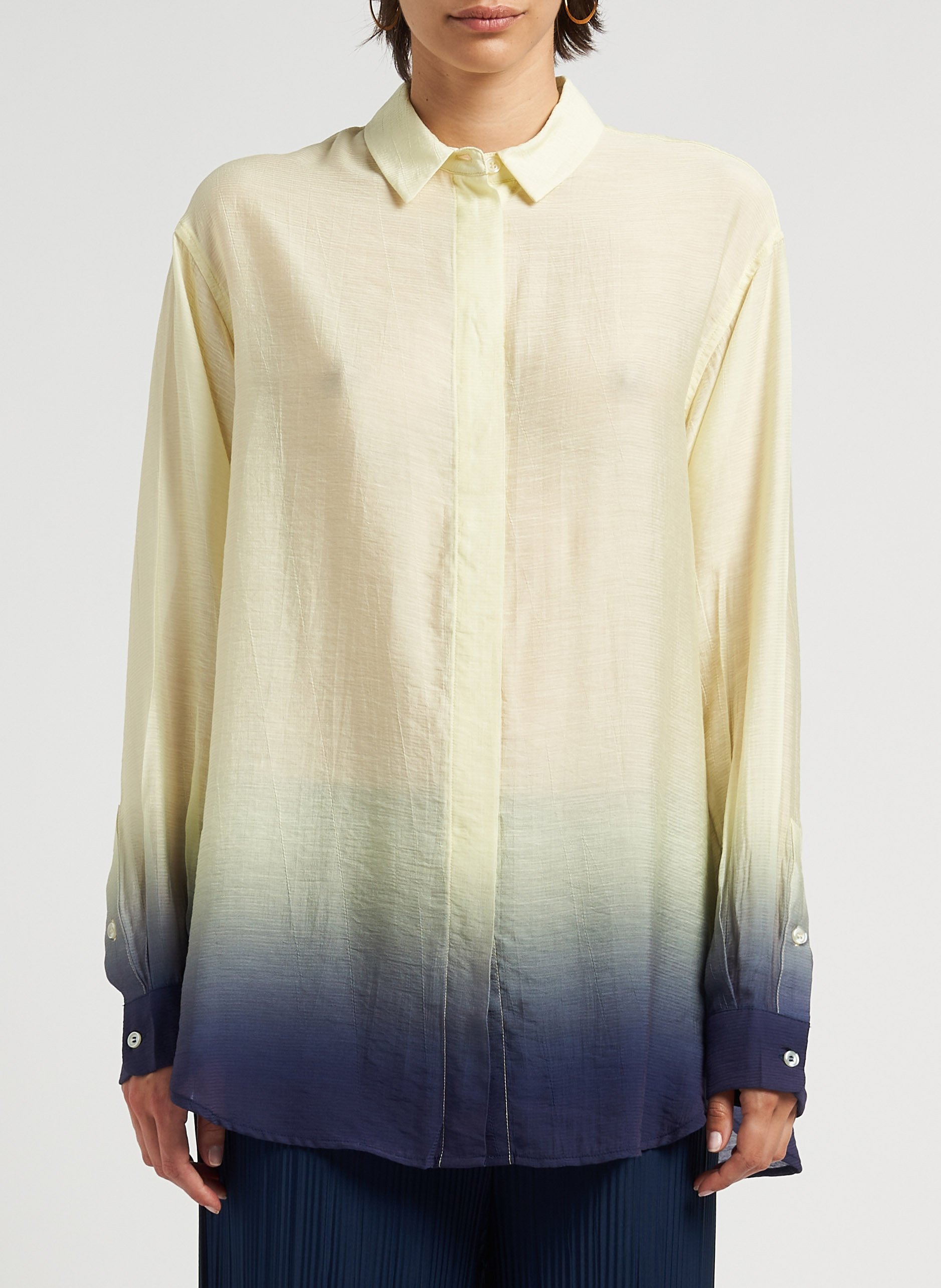 Oversized printed shirt with classic collar SAMSOE SAMSOE Yellow