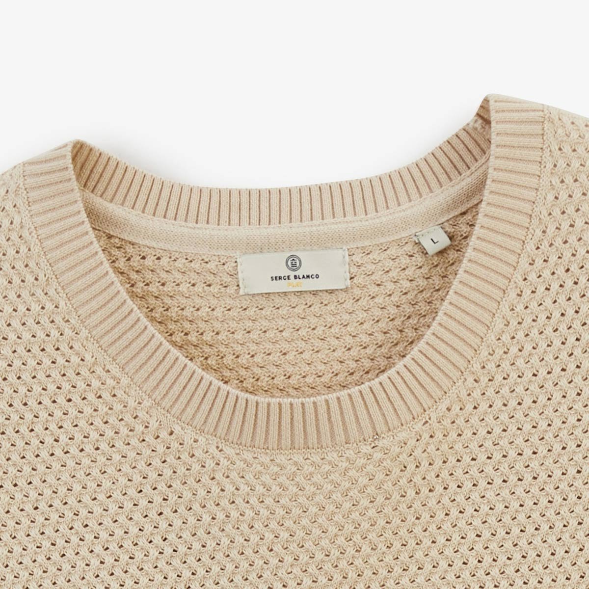 Short-sleeve round neck cotton sweater SERGE BLANCO Beige
