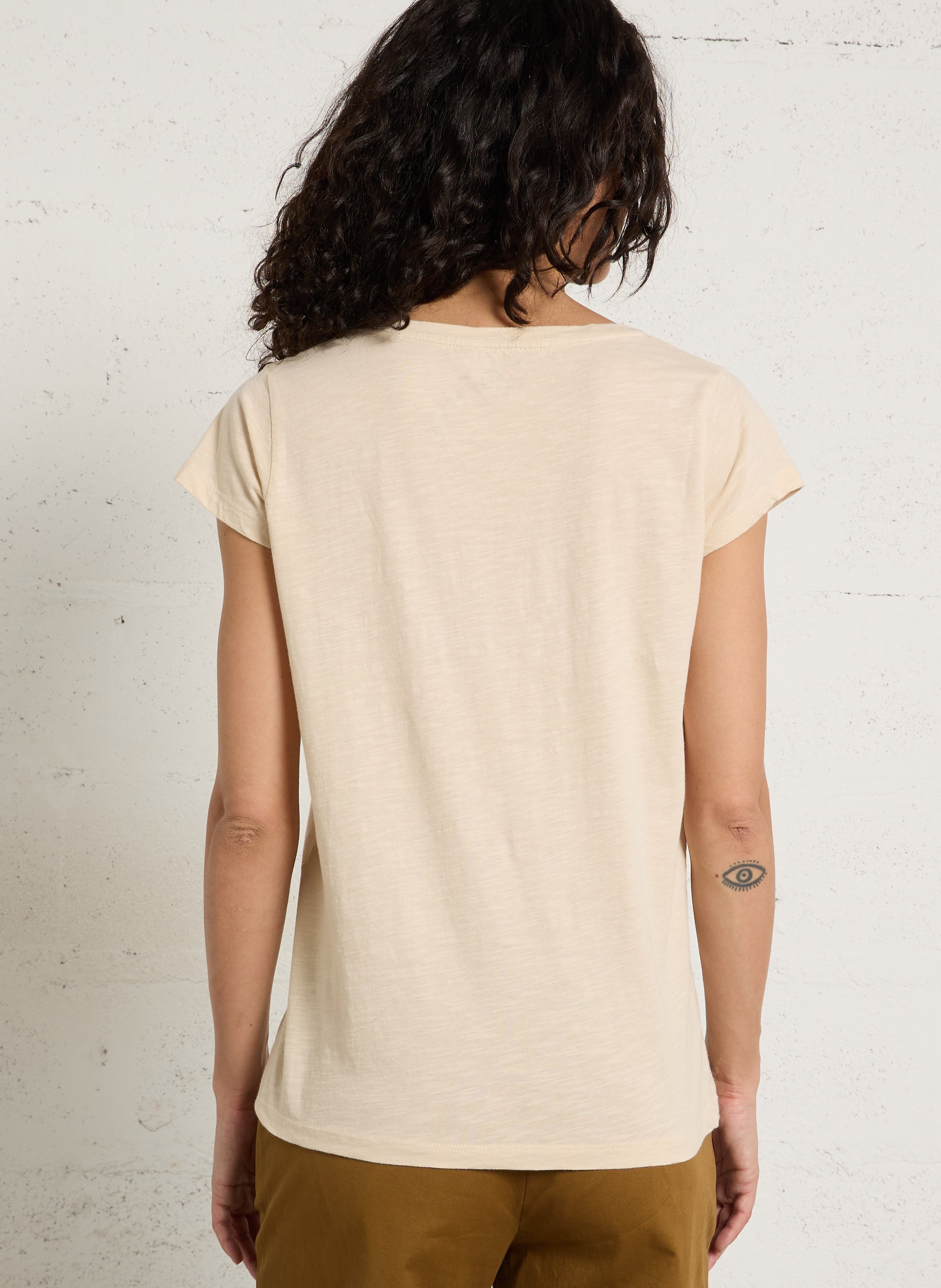 V-neck organic cotton T-shirt LEON & HARPER Beige