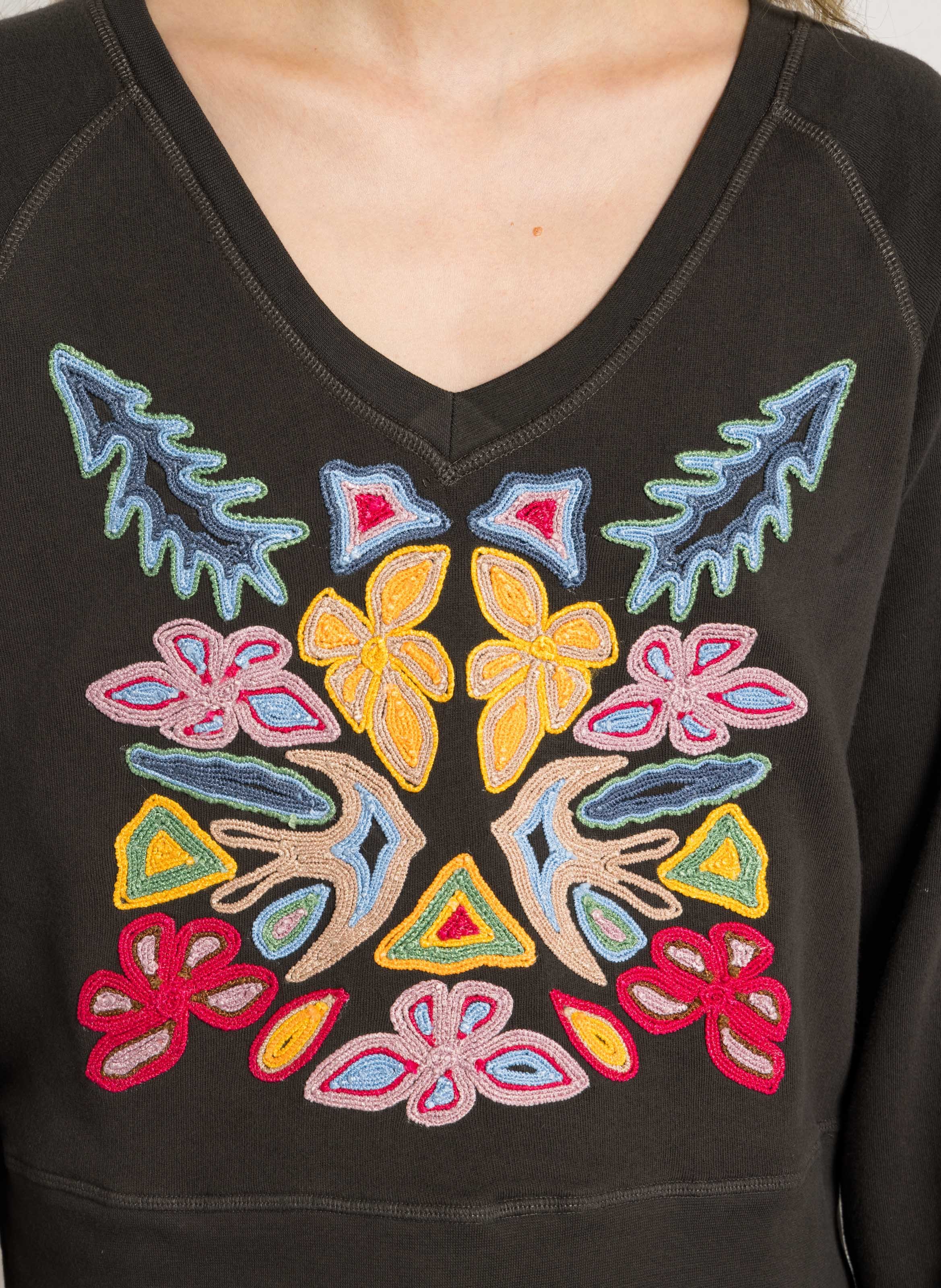 Sweat col V en coton bio LEON & HARPER Gris