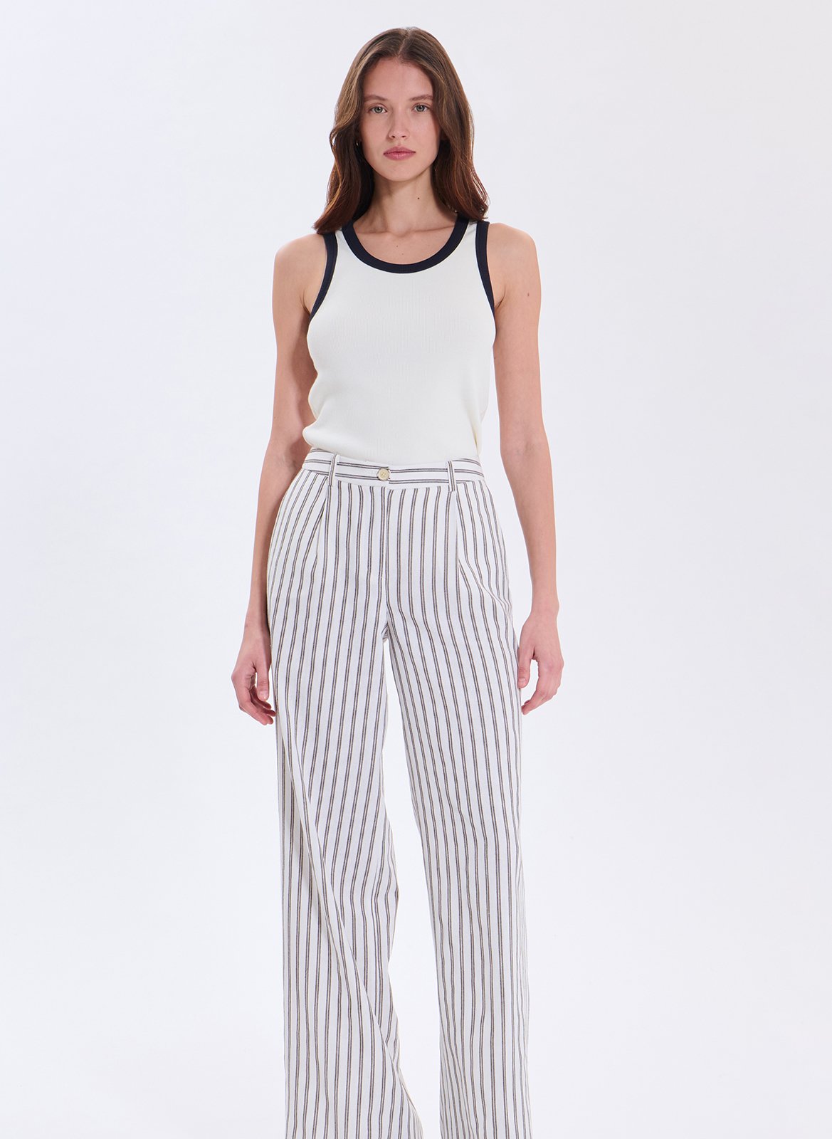 Pantalon large à rayures ZAPA Blanc