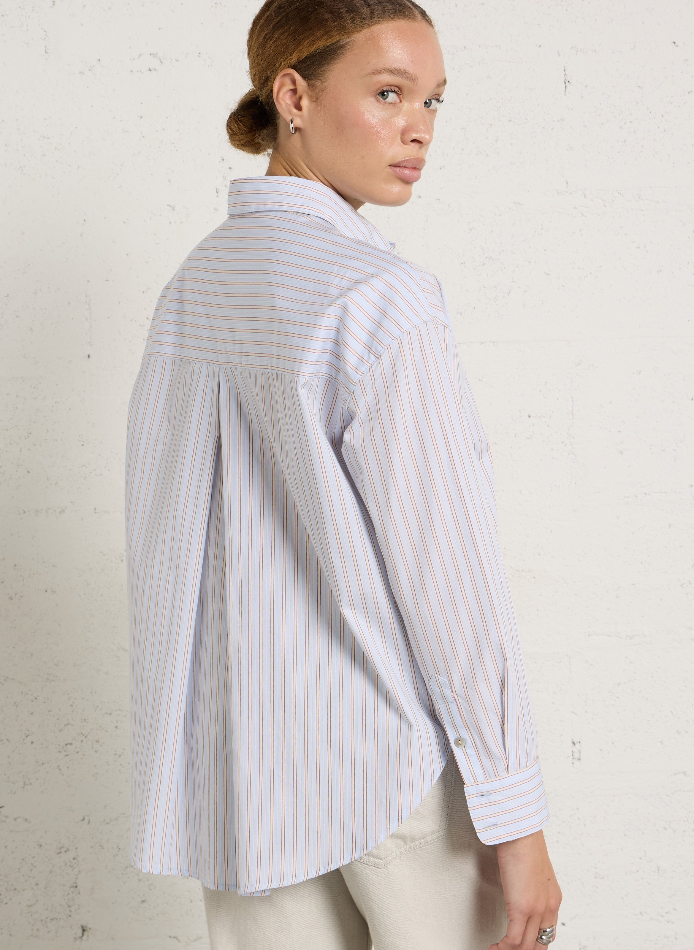 Oversize striped cotton shirt with classic collar HOD PARIS Blue