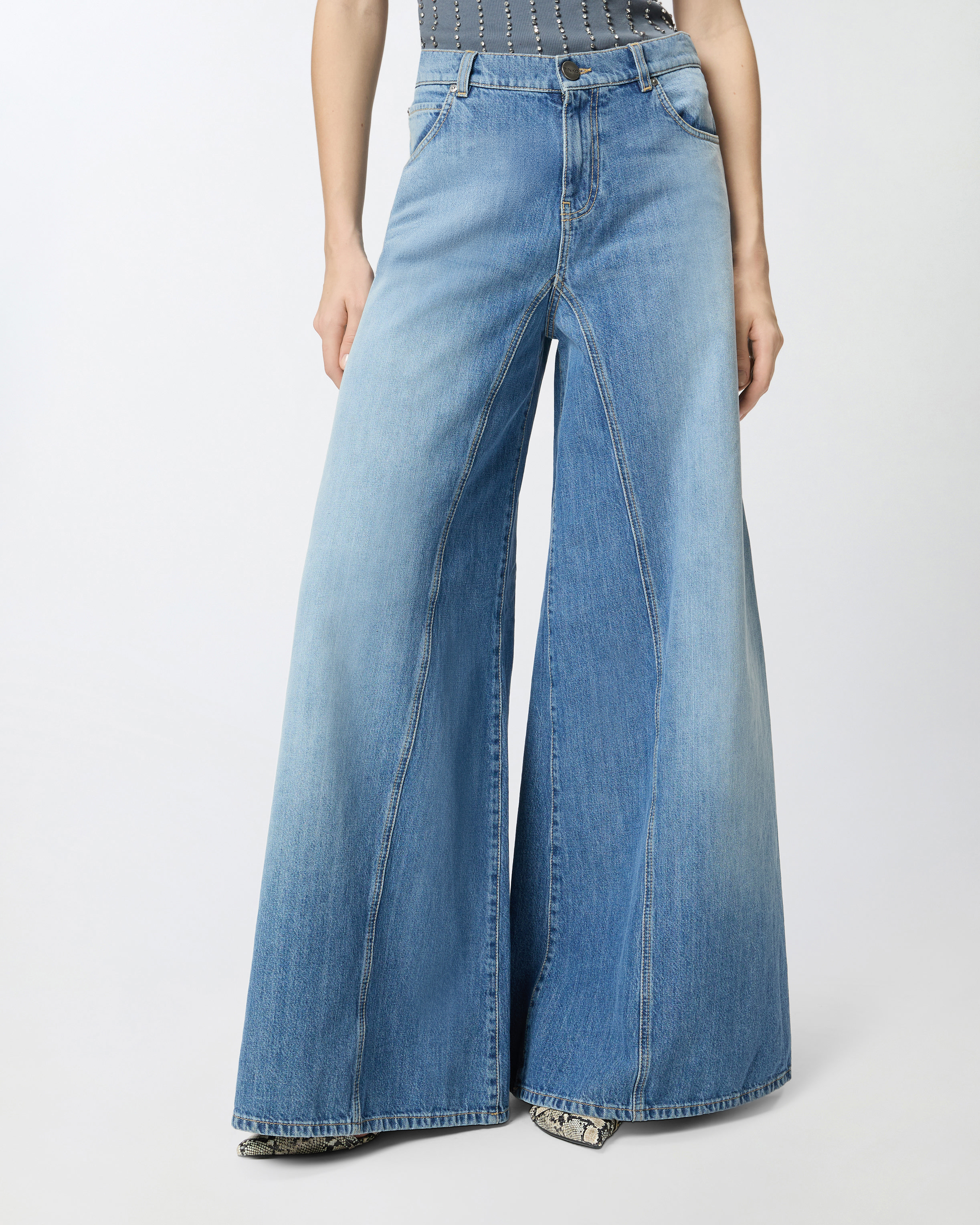 Jean évasé super wide leg PINKO Bleu