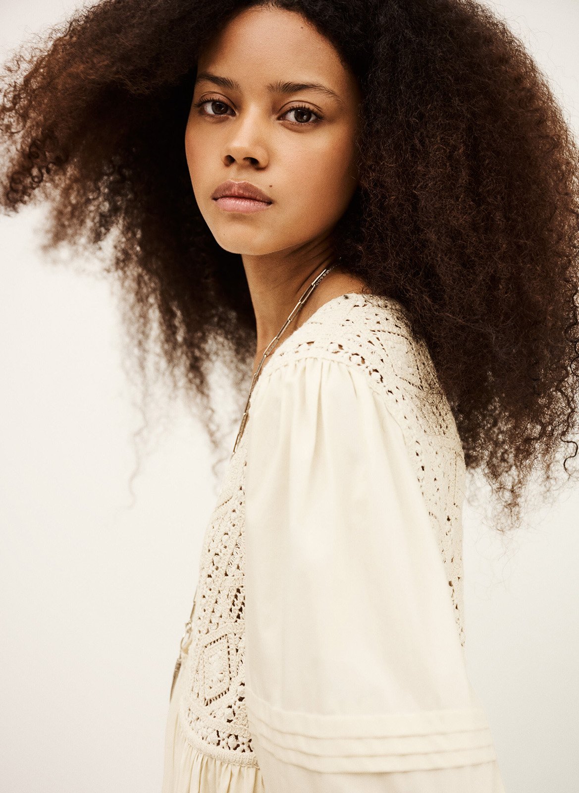 Robe courte col V en coton  BA&SH Beige