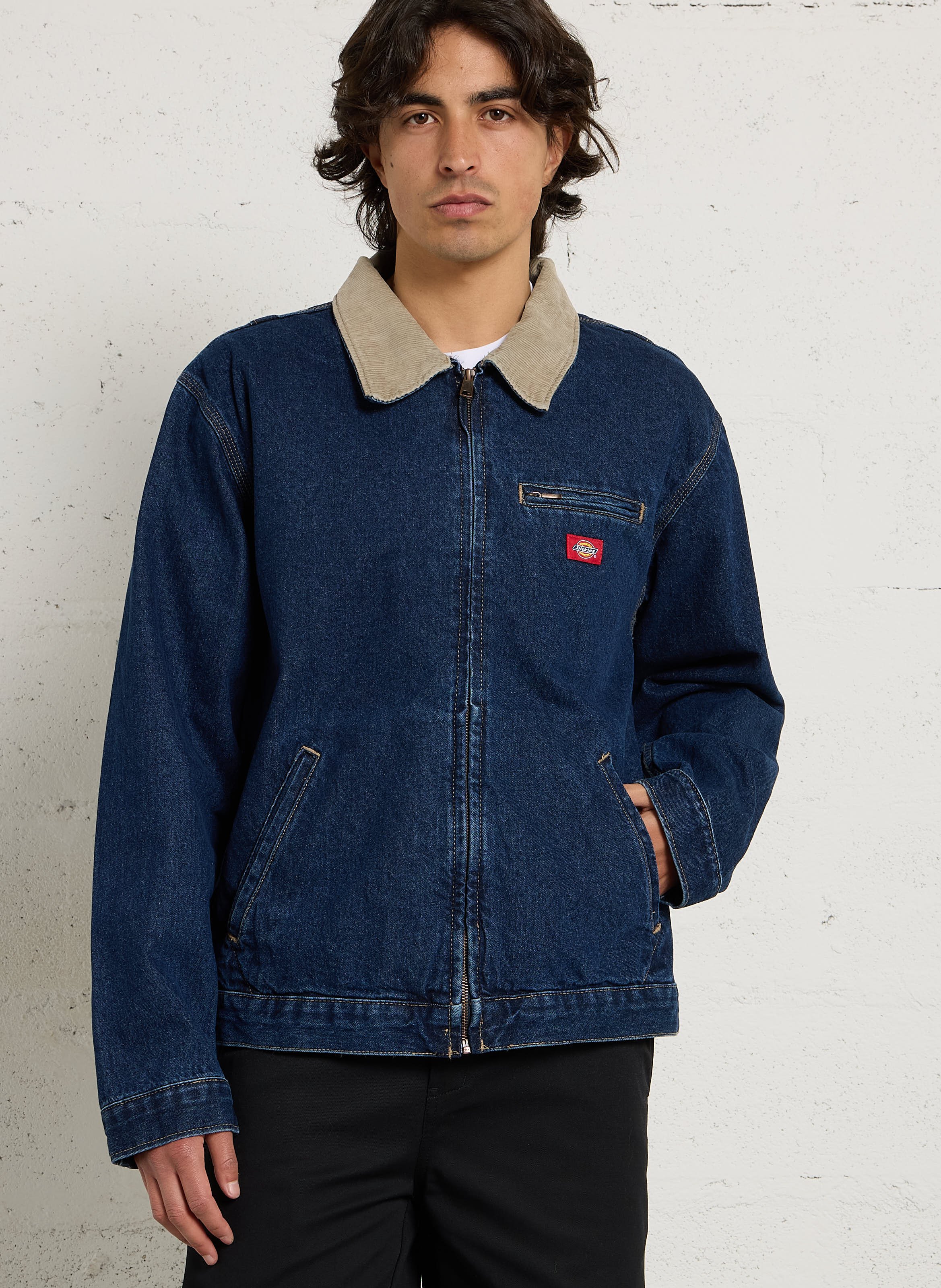 Klassieke katoenen denim jack met kraag DICKIES Blauw