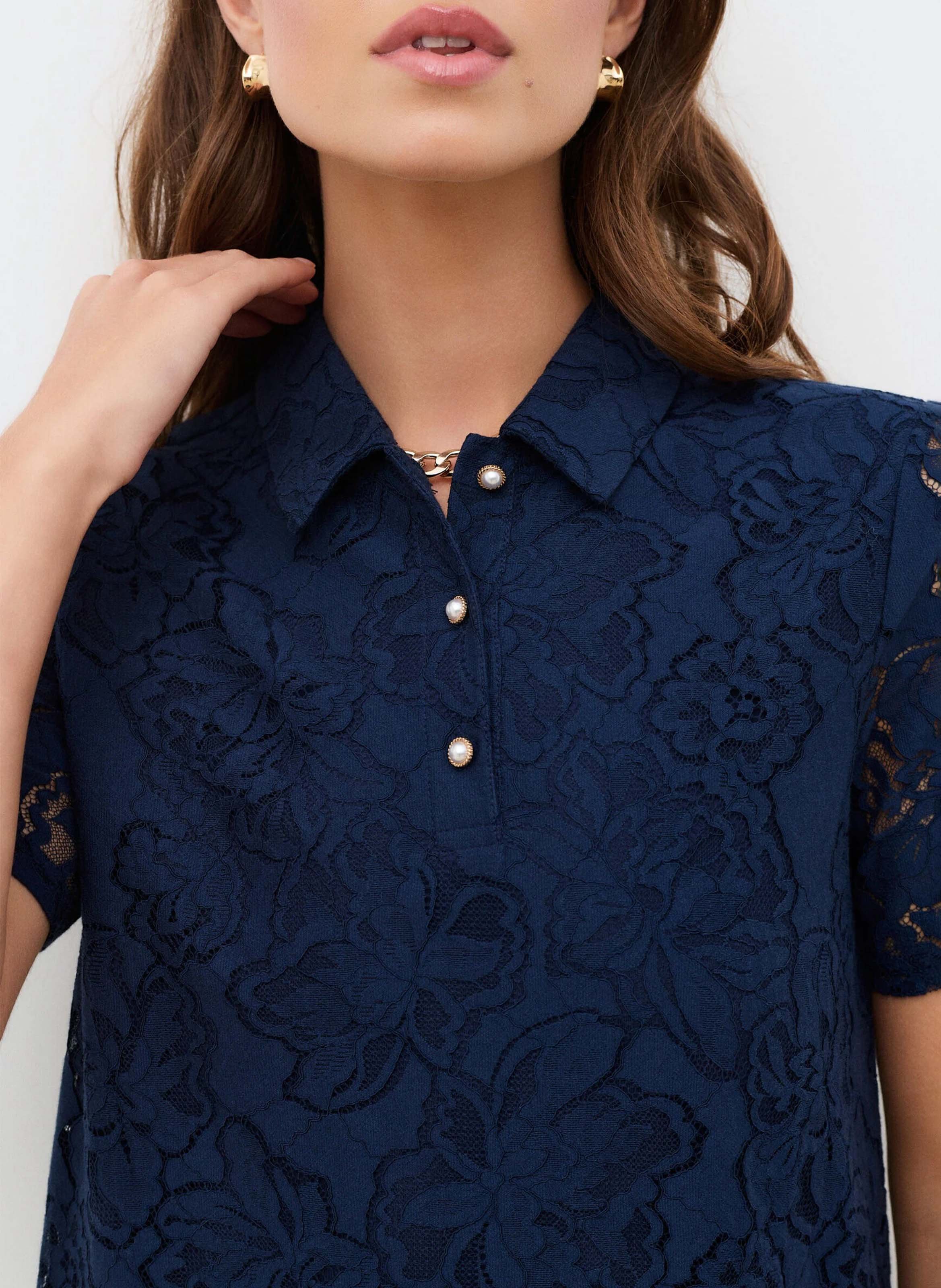 Robe courte droite en coton mélangé CAROLL Bleu