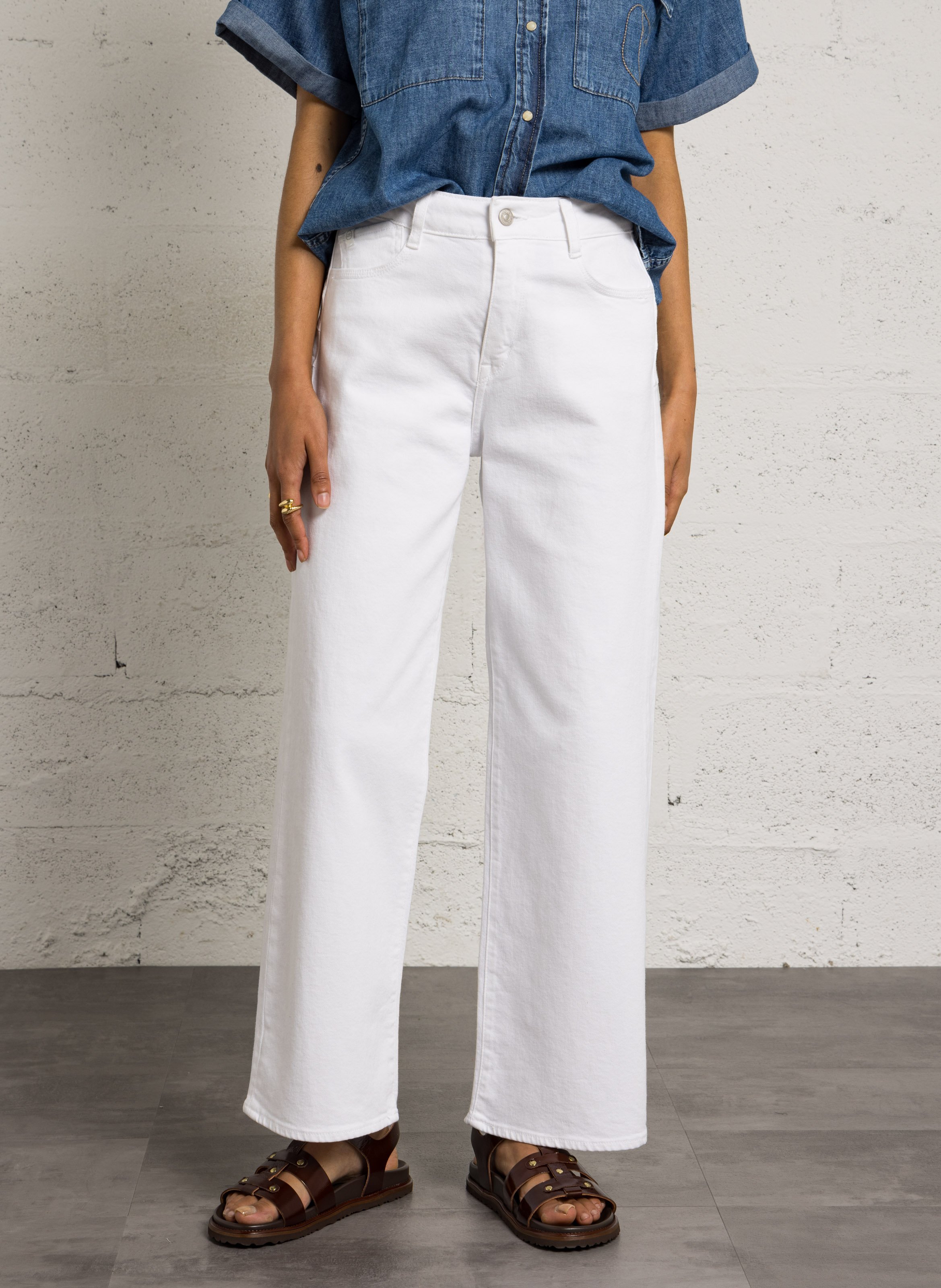 Gekleurde straight-fit jeans met 5 zakken LE TEMPS DES CERISES Wit