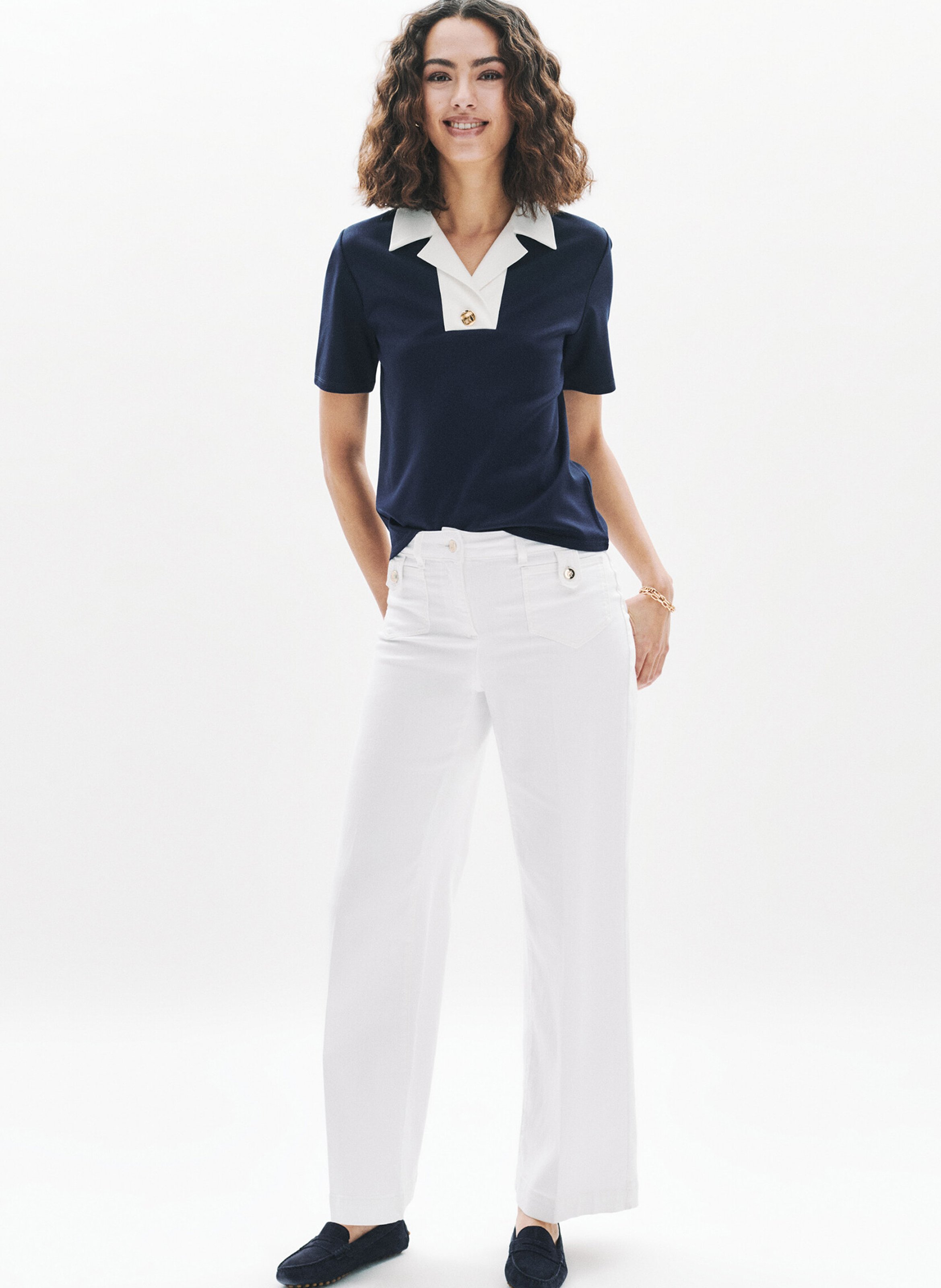 Top with tailored collar CAROLL Blue