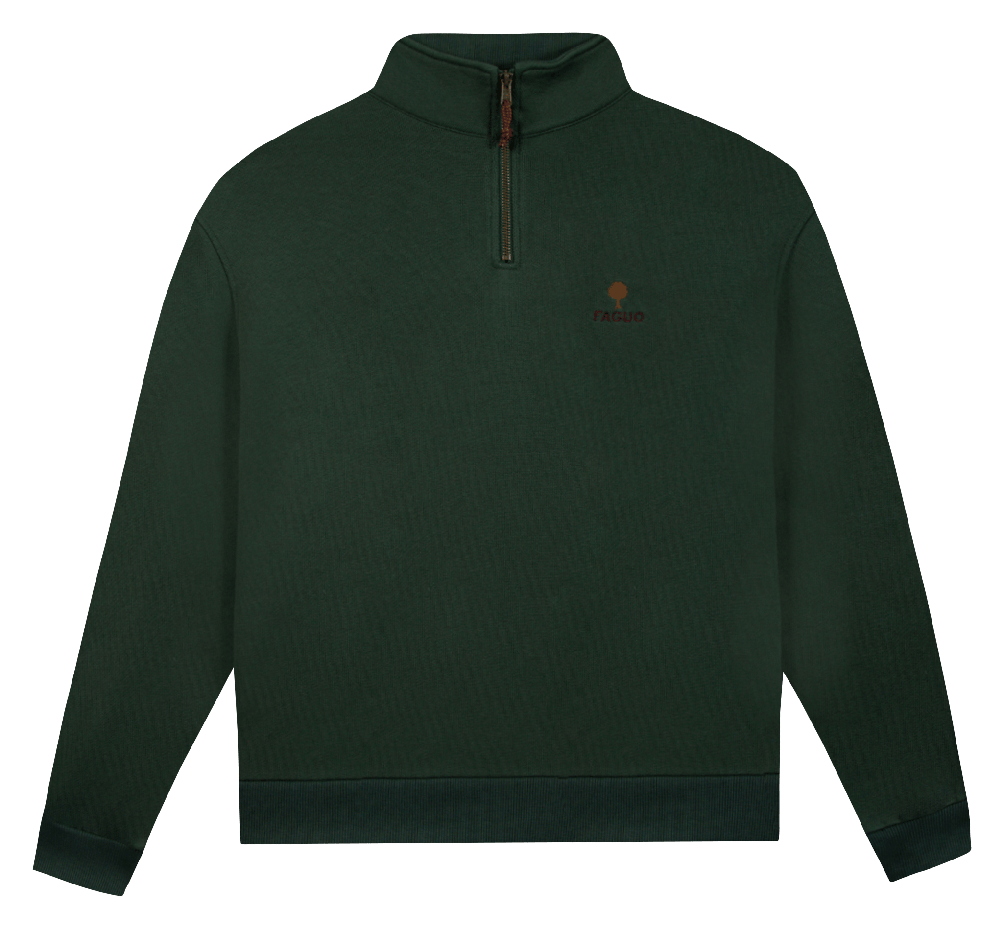 Sweat droit col montant en coton mélangé FAGUO Vert