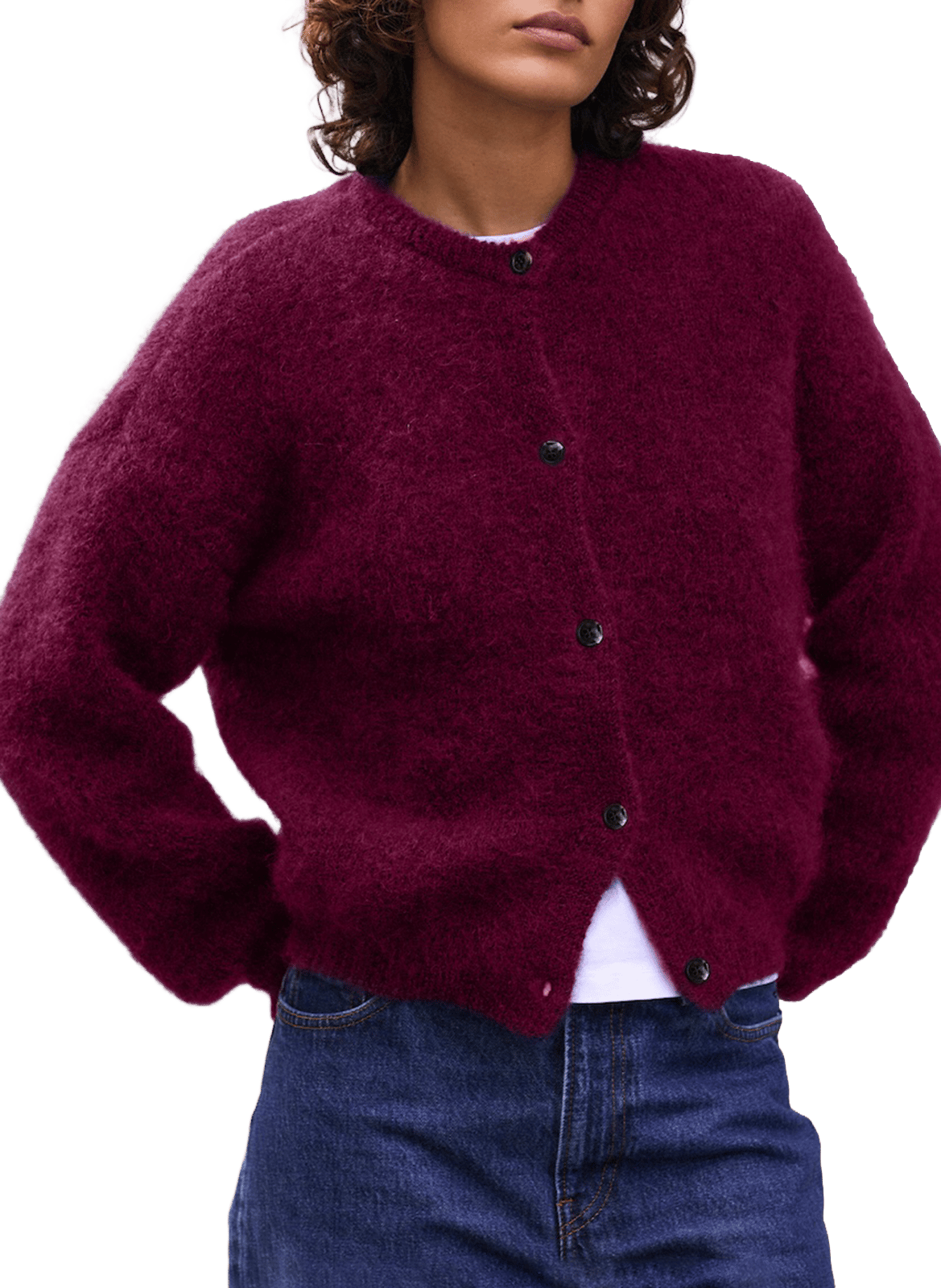 Oversized round neck mohair blend vest SURPRISE