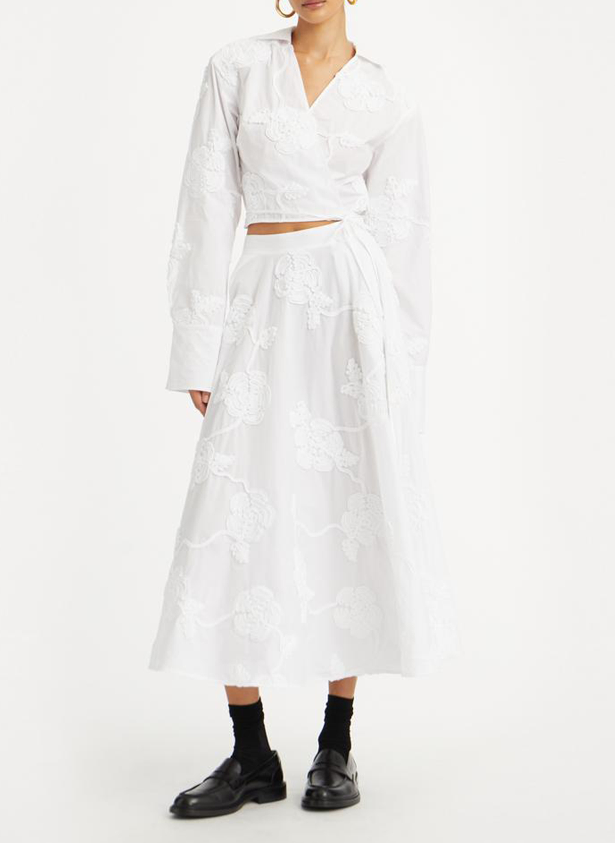 Chemise col classique en coton bio ROTATE Blanc