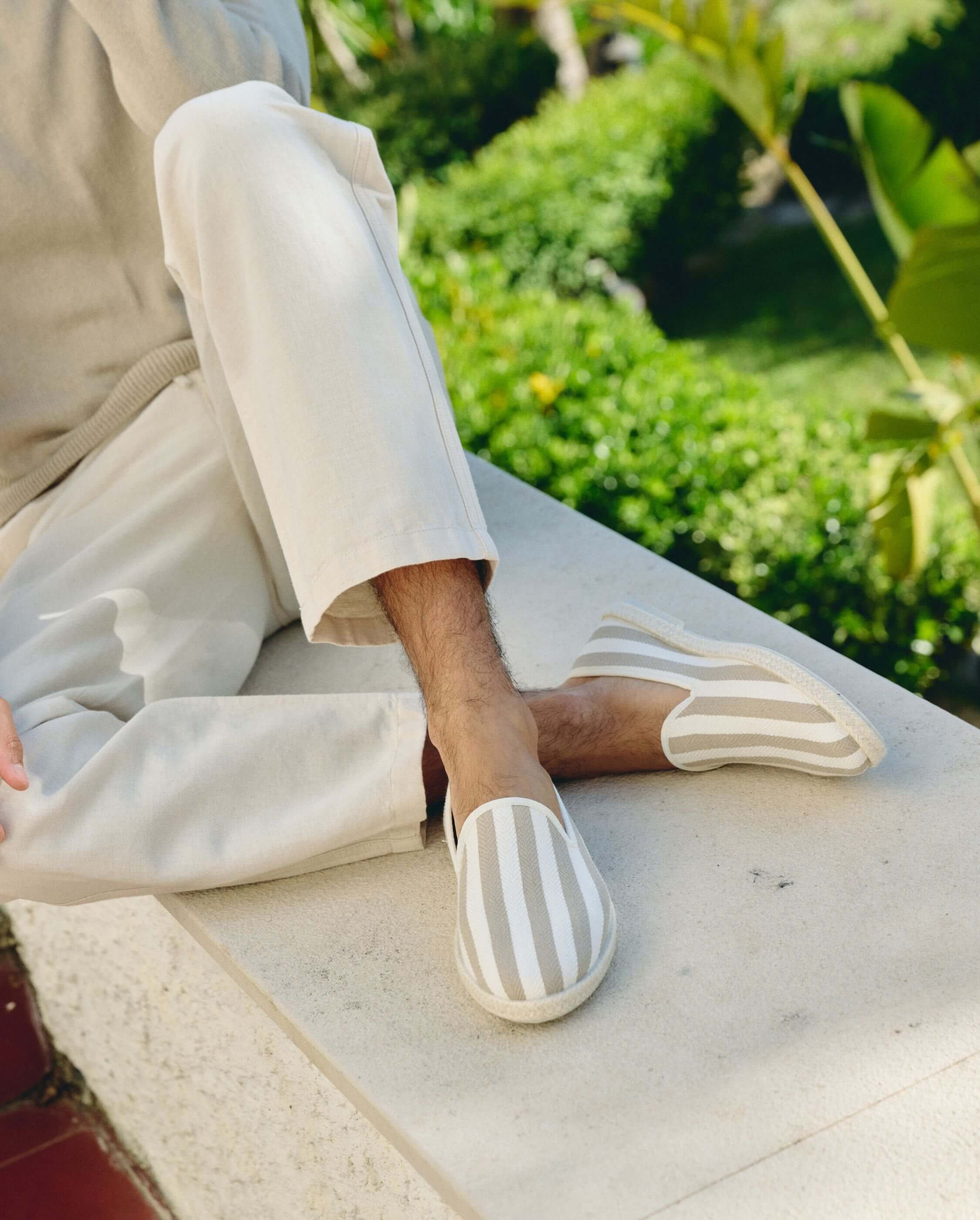 Men's espadrilles, beige stripes ANGARDE Stripes