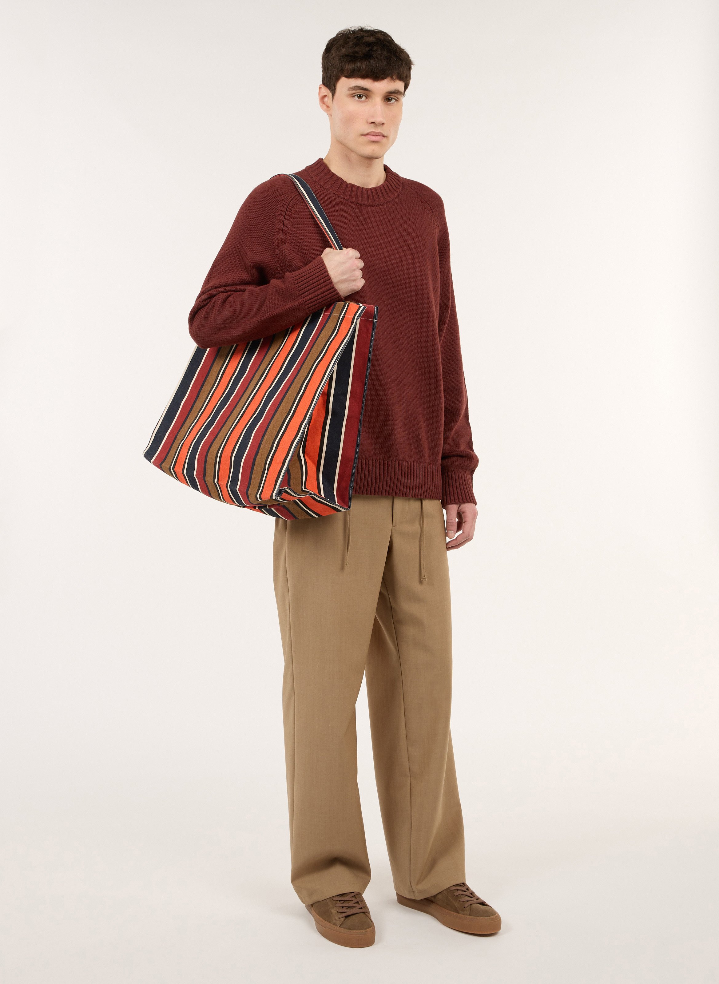 Straight-fit, katoenen trui met ronde hals SAISON 1865 Bruin