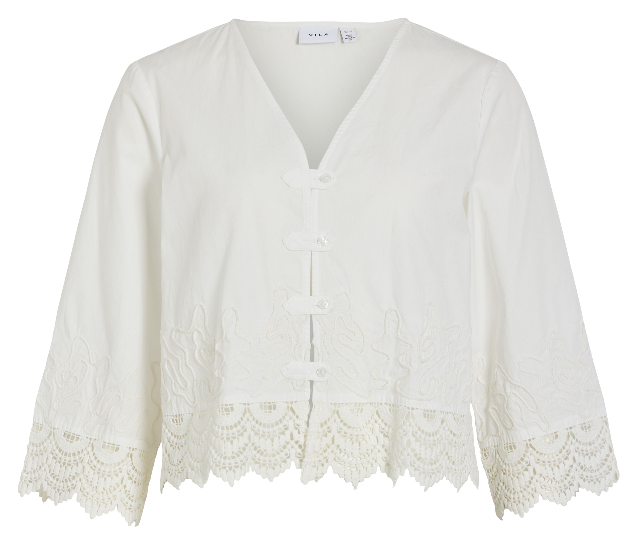 Top droit col V en coton bio VILA Blanc