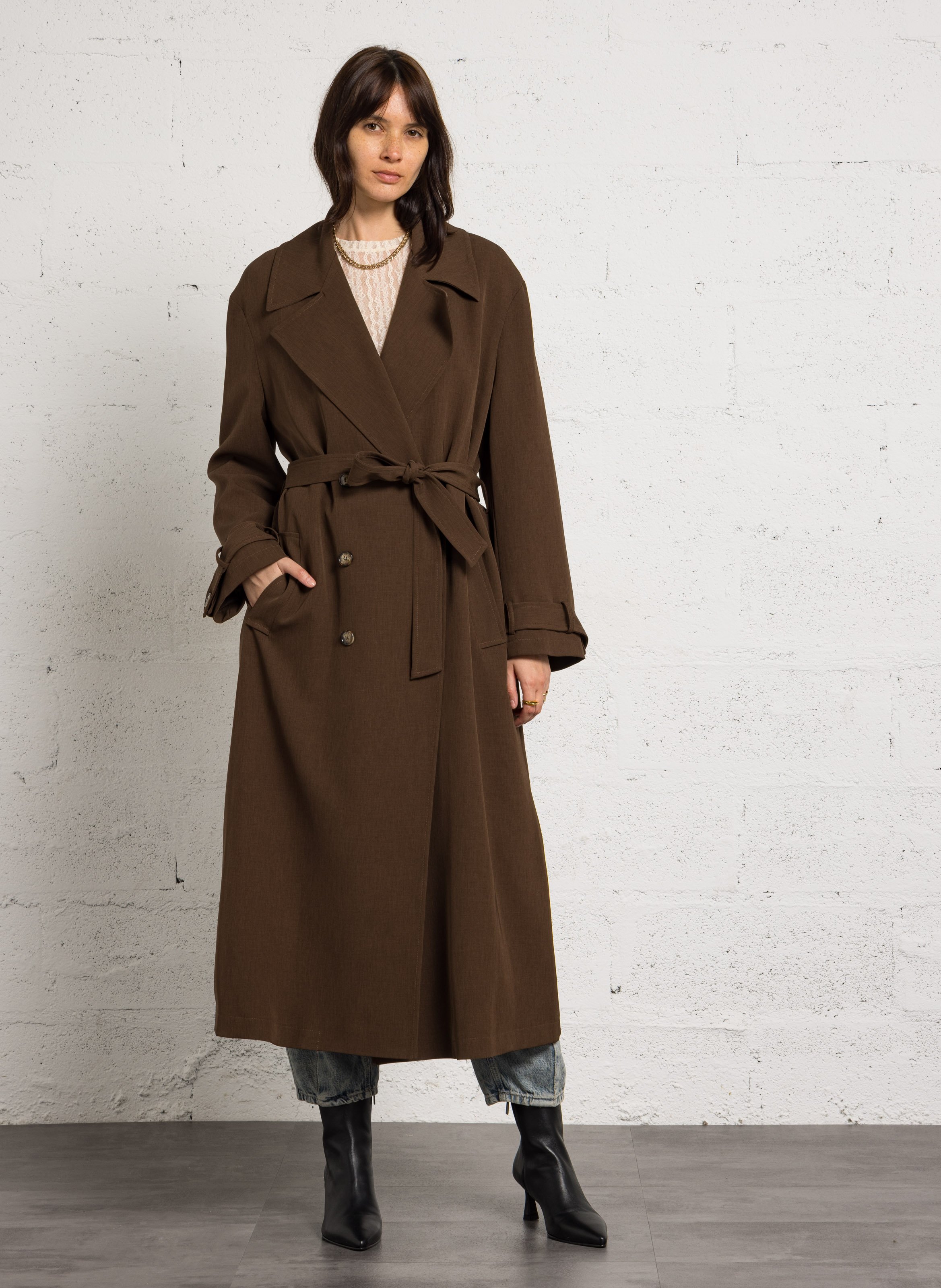 Manteau trench à ceinture IMPERIAL Marron