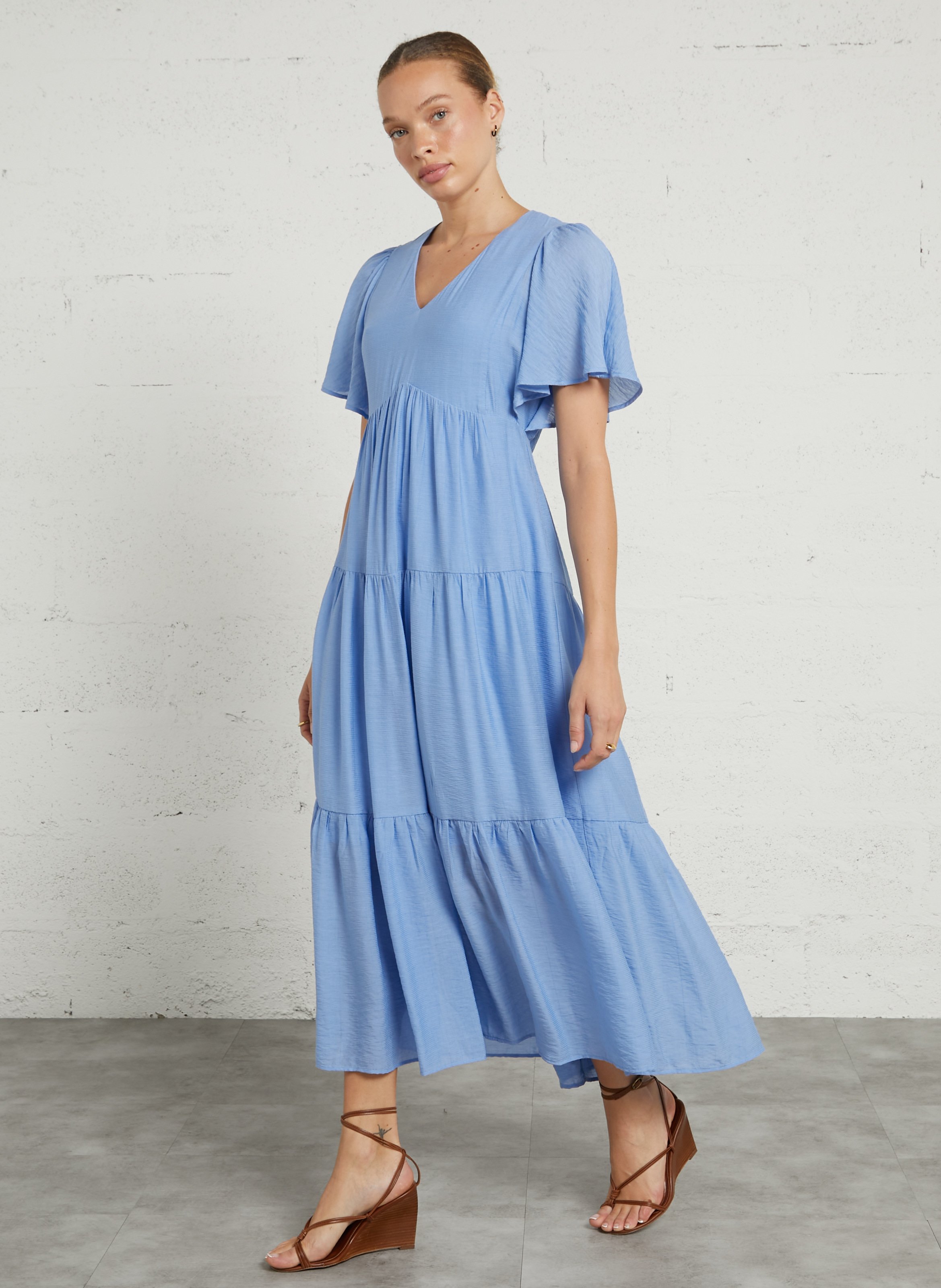 Robe longue col V MAISON 123 Bleu
