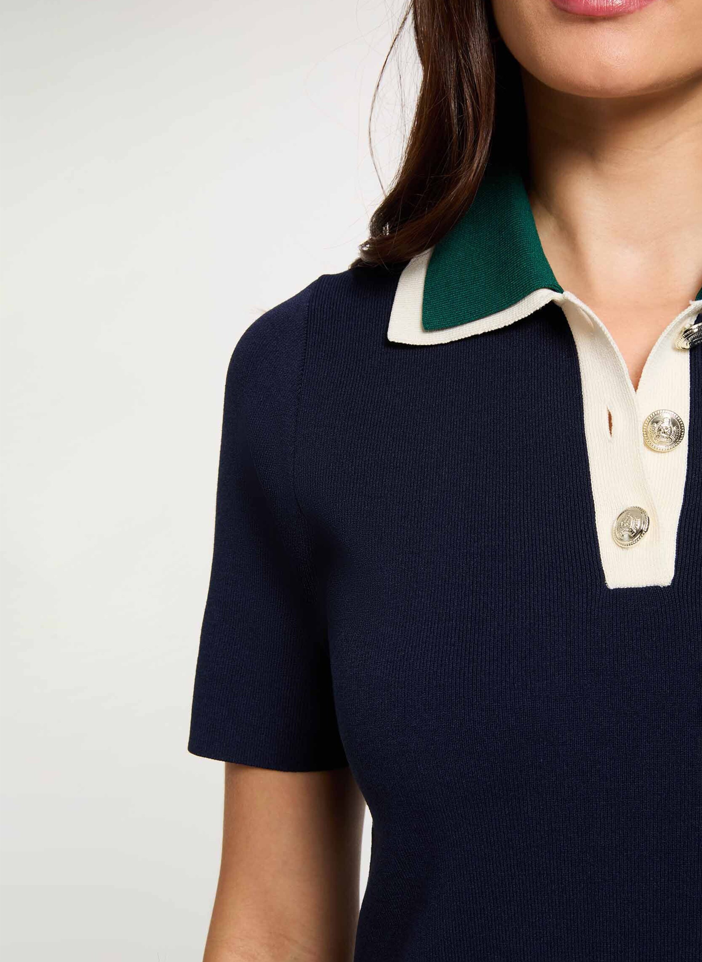 Robe courte évasée col polo MORGAN Bleu