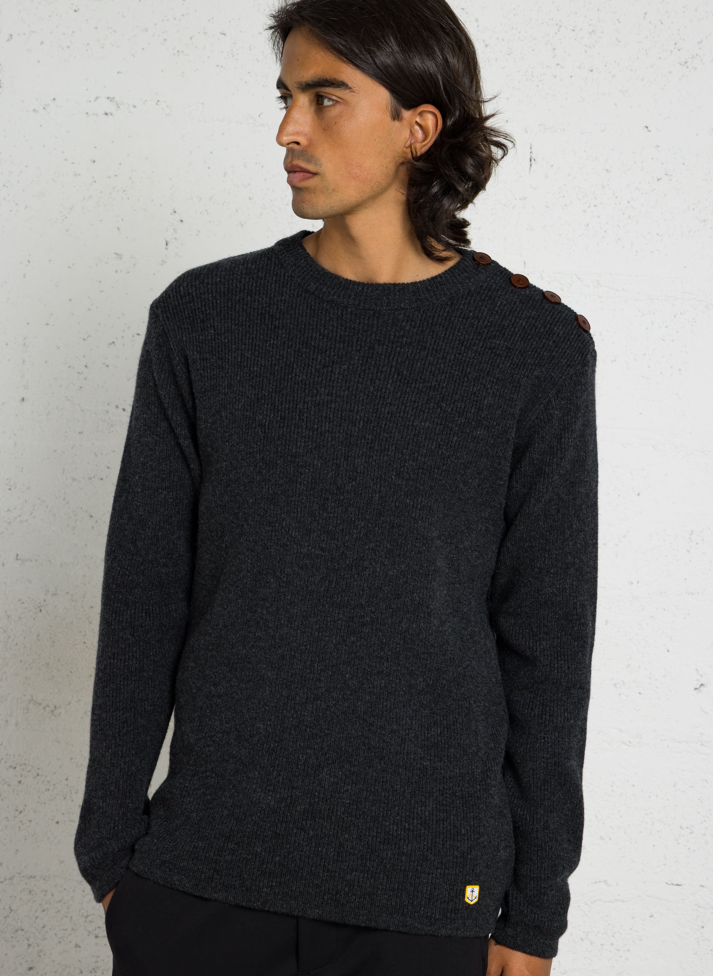 Rundhalspullover aus Lammwolle ARMOR LUX Grau
