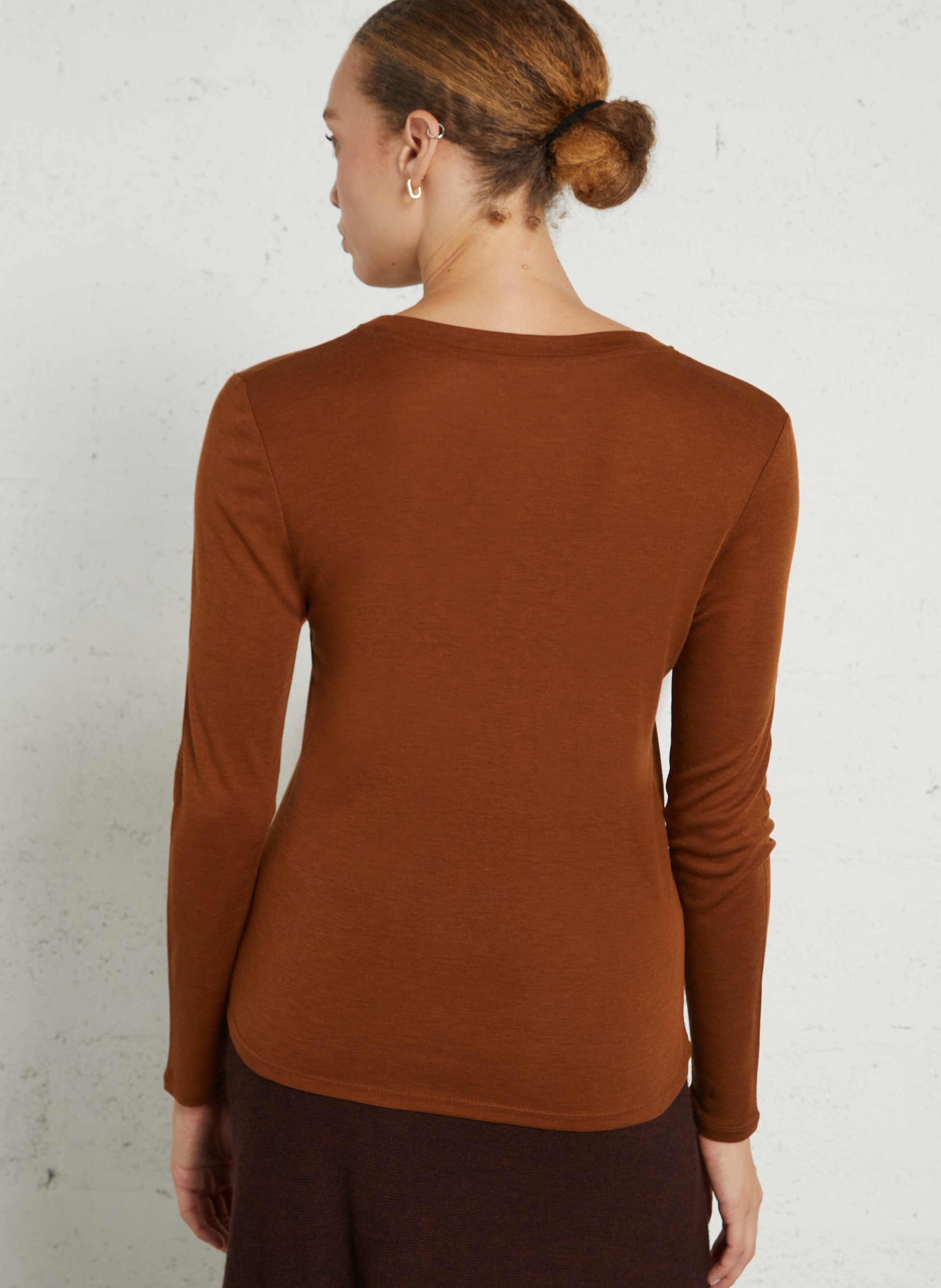 Fitted long-sleeve t-shirt MAISON 123 Beige
