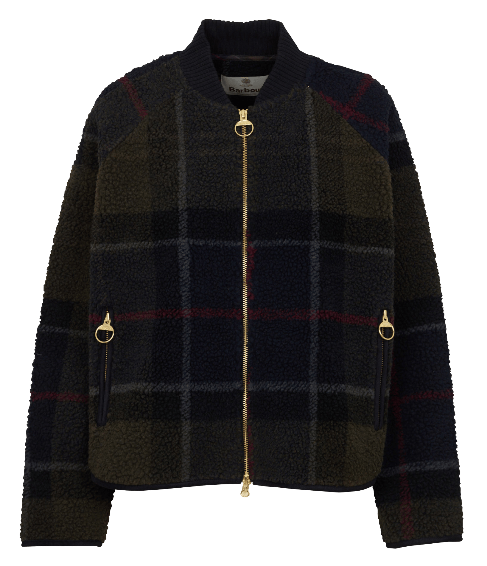 Fluffy checkered straight jacket BARBOUR Green