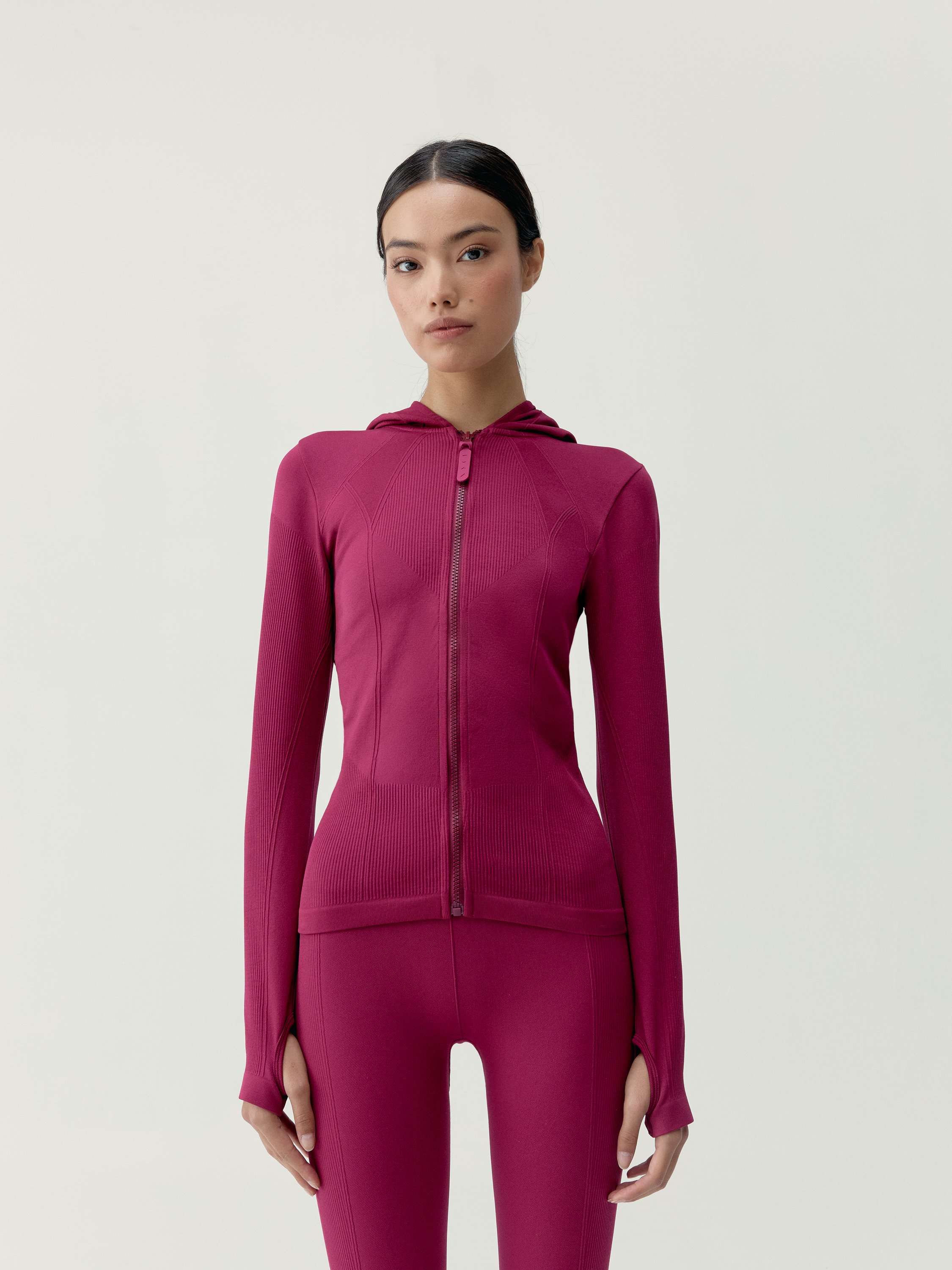 Women's sport jacket with hood and shaping effect BORN Red