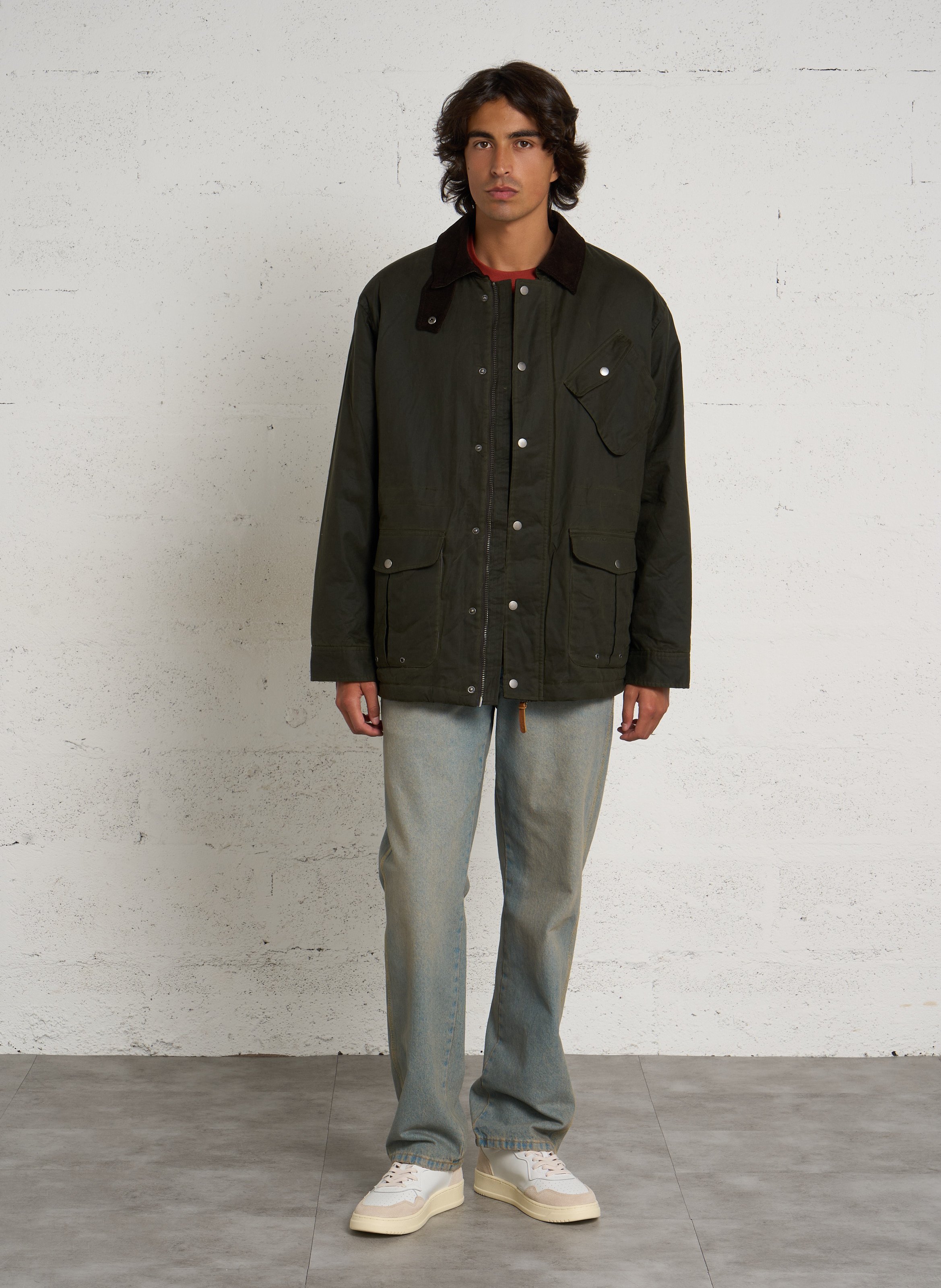 Straight-cut cotton jacket with classic collar PEPE JEANS Green