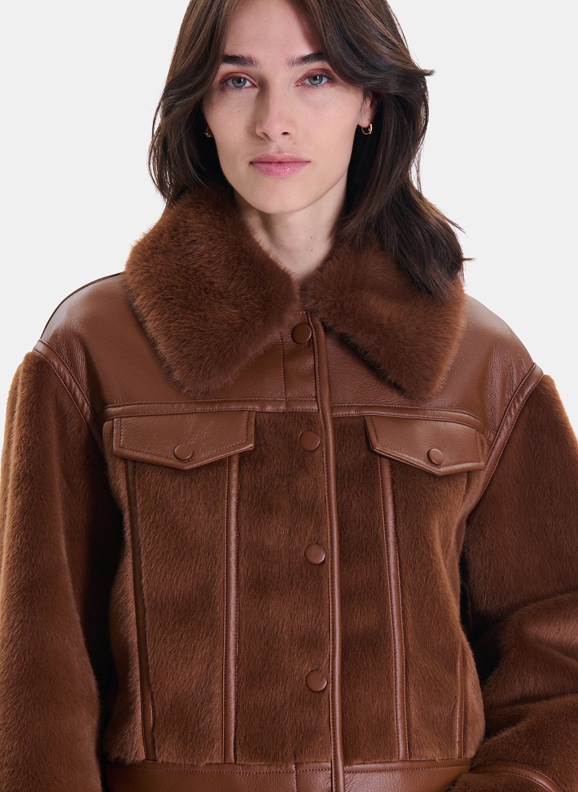 Short faux fur jacket ZAPA Brown