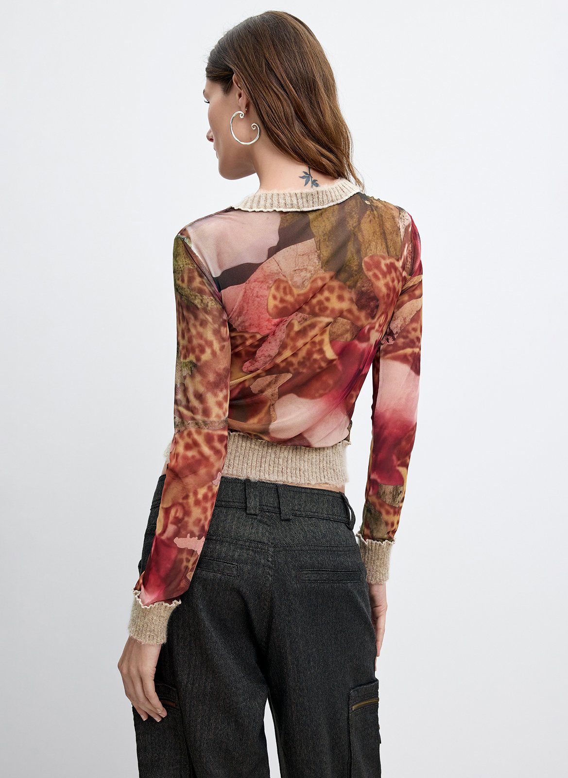 Printed round-neck T-shirt DESIGUAL Brown