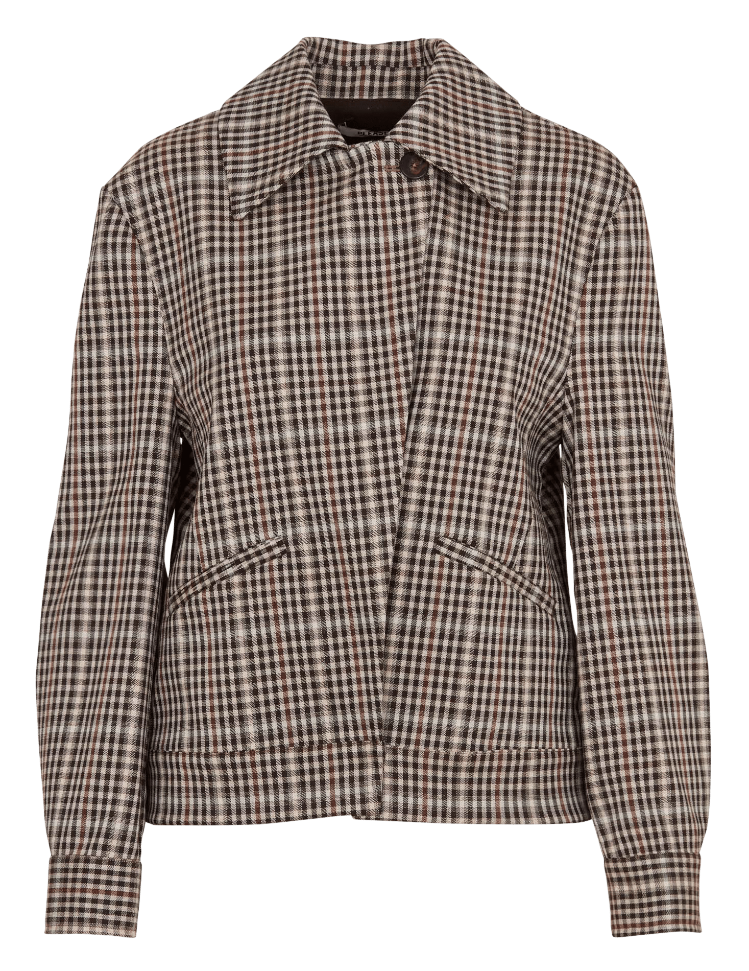 Veste droite à carreaux PLEASE Marron