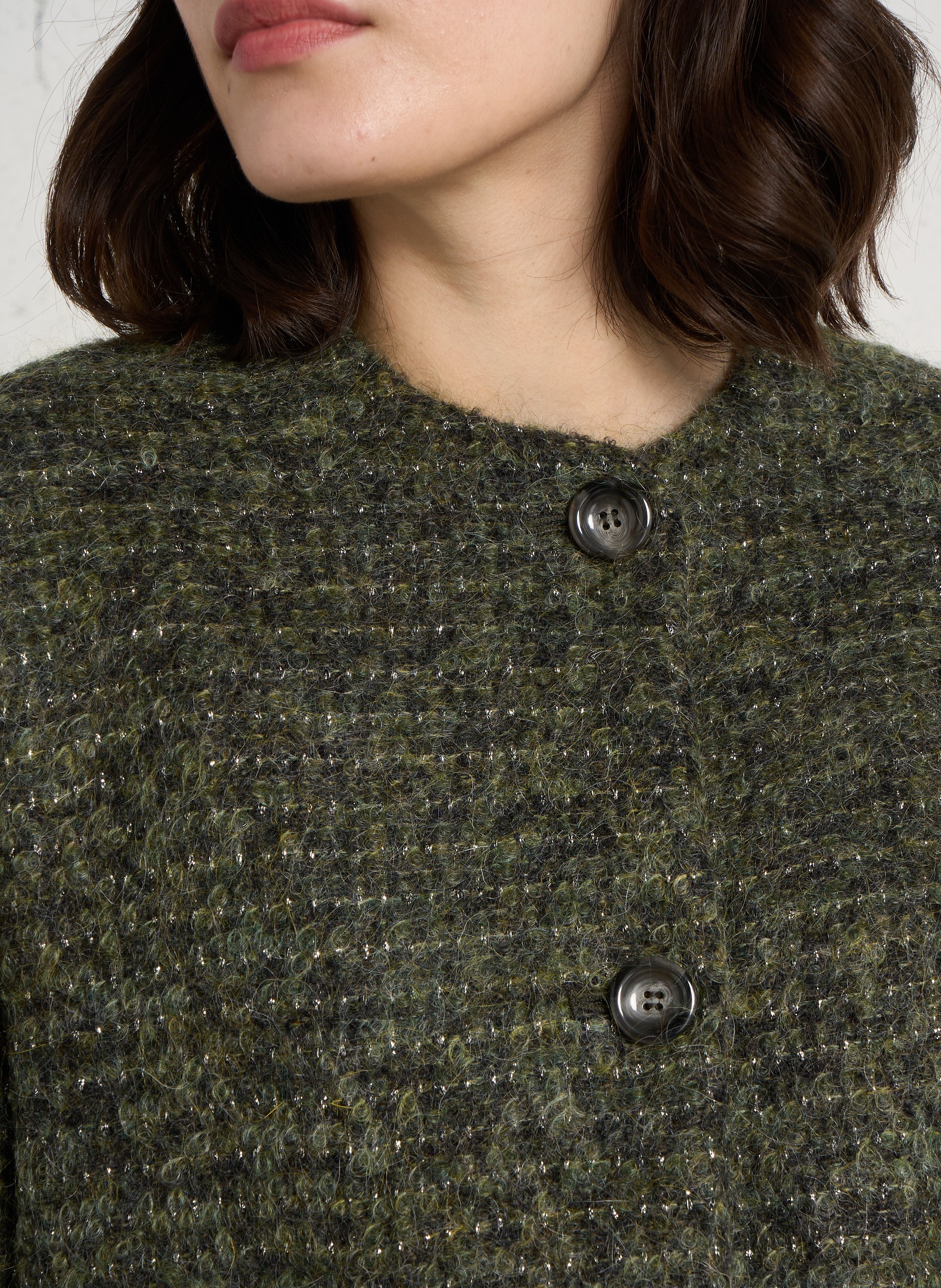 Jacke aus Wollmix mit Rundhalskragen MOMONI Grun