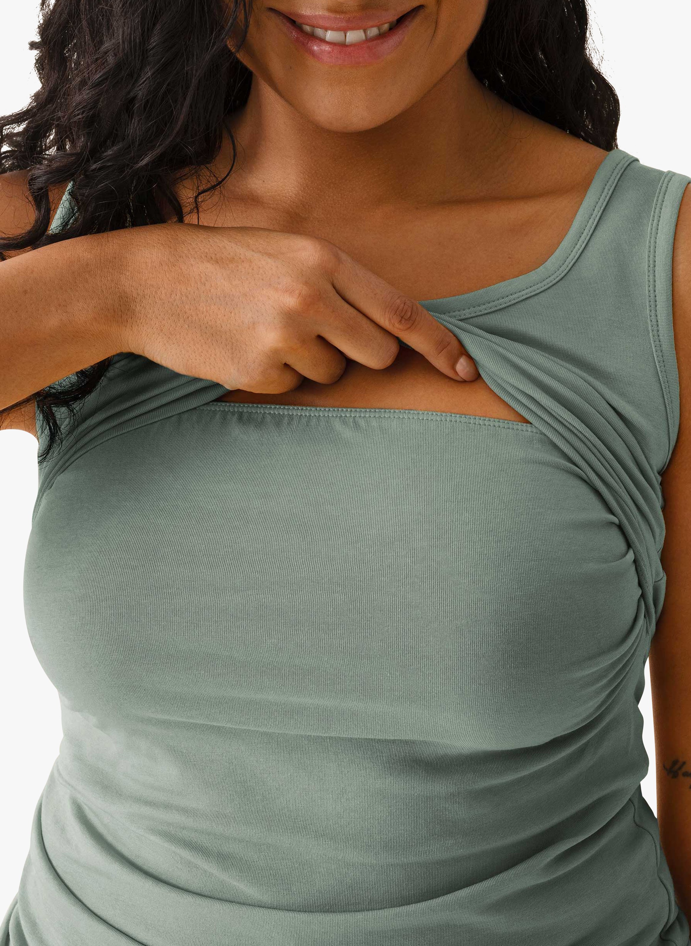 Débardeur de grossesse et d'allaitement en coton biologique BOOB Vert