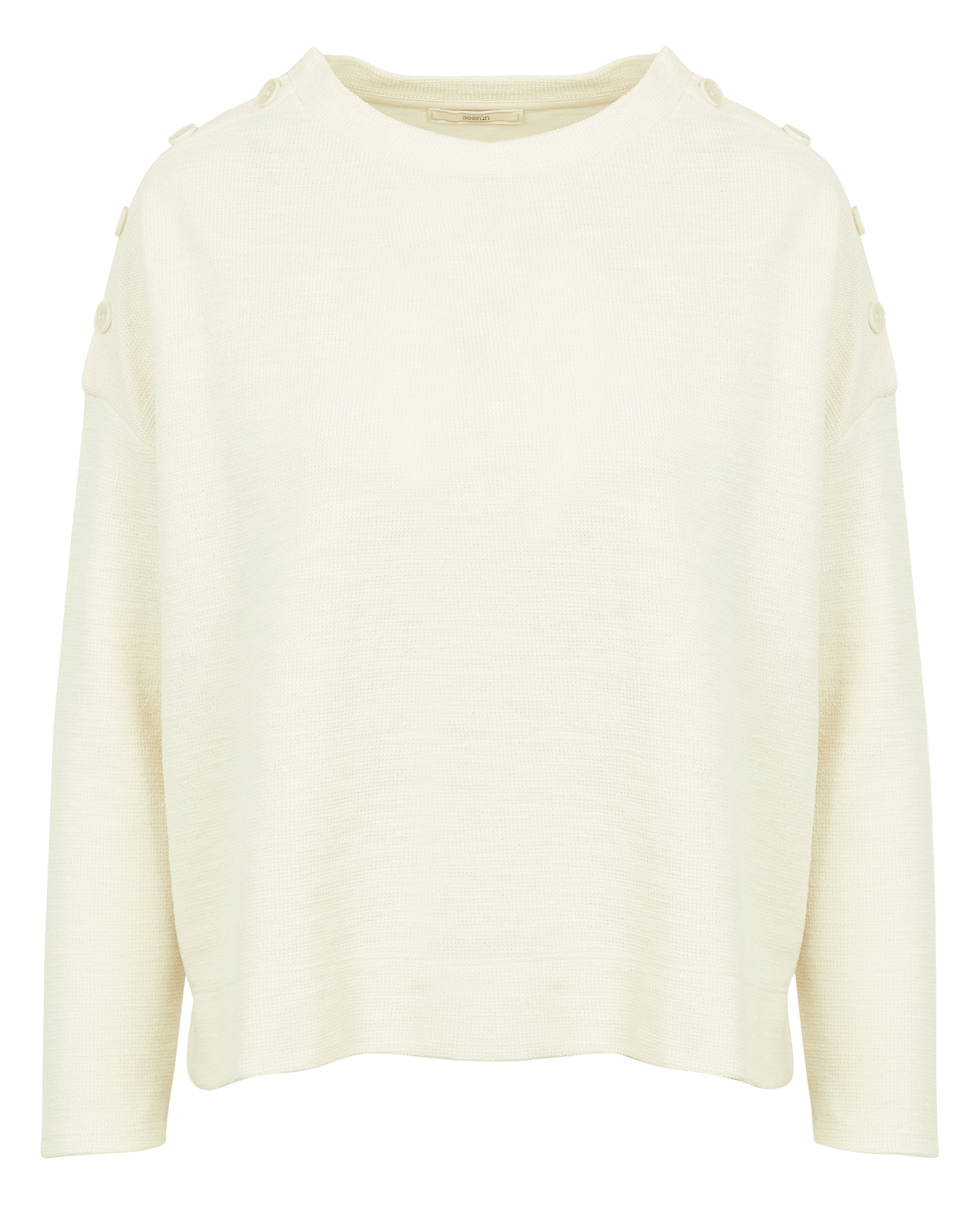 Dunne trui van katoenmix met ronde hals SESSUN Beige