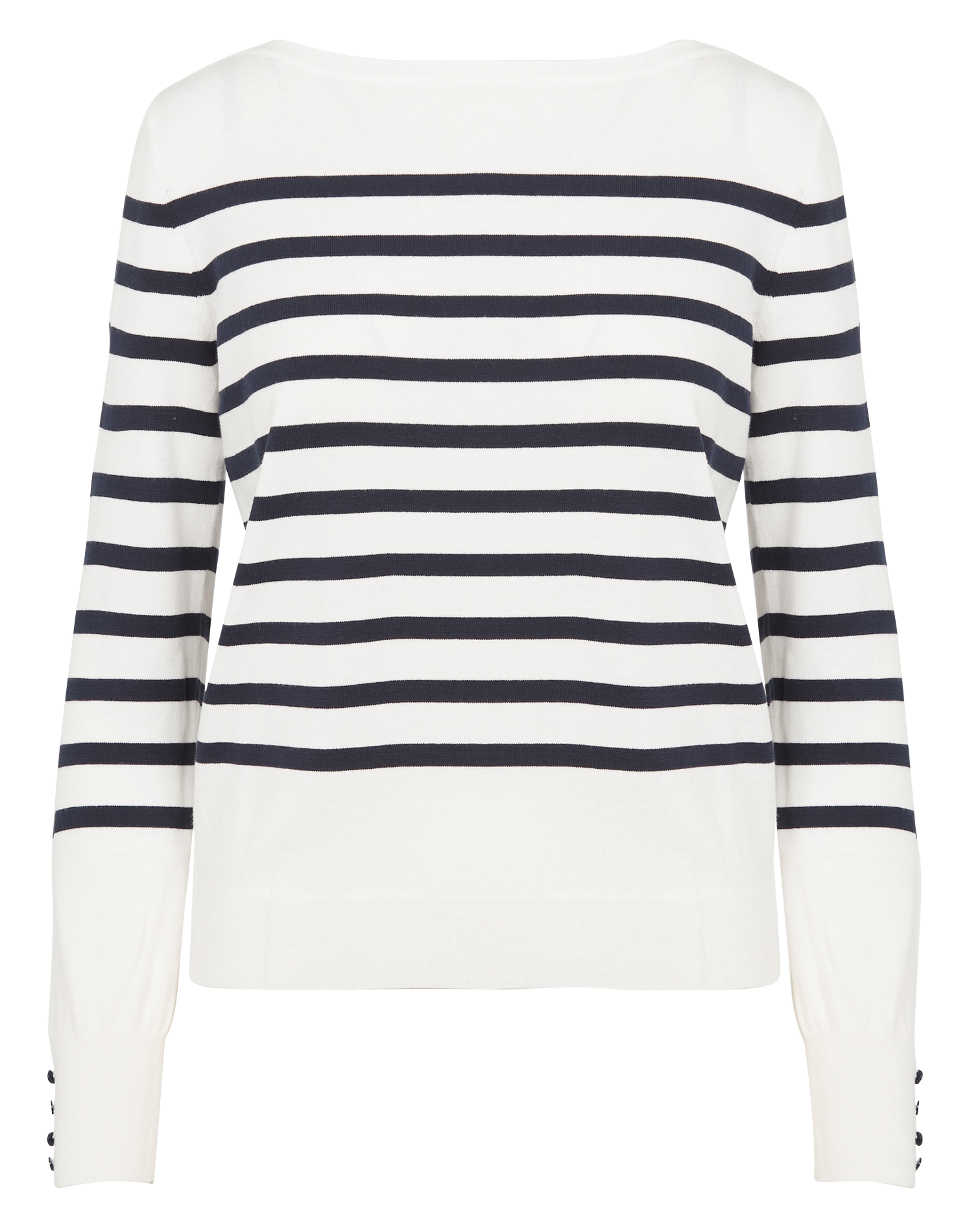 Striped straight-cut boat-neck sweater Beige
