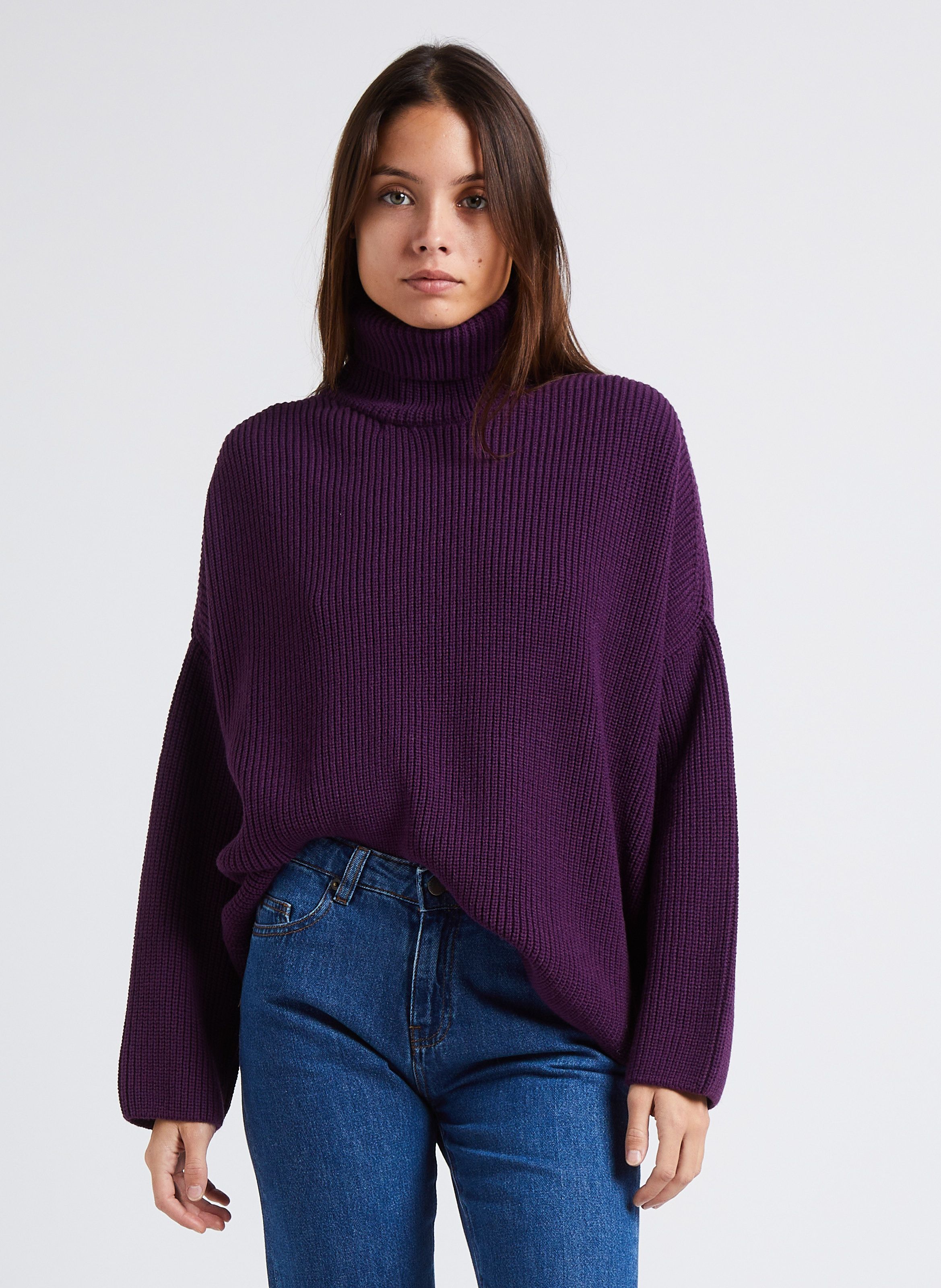 Purple Loose fit turtleneck sweater