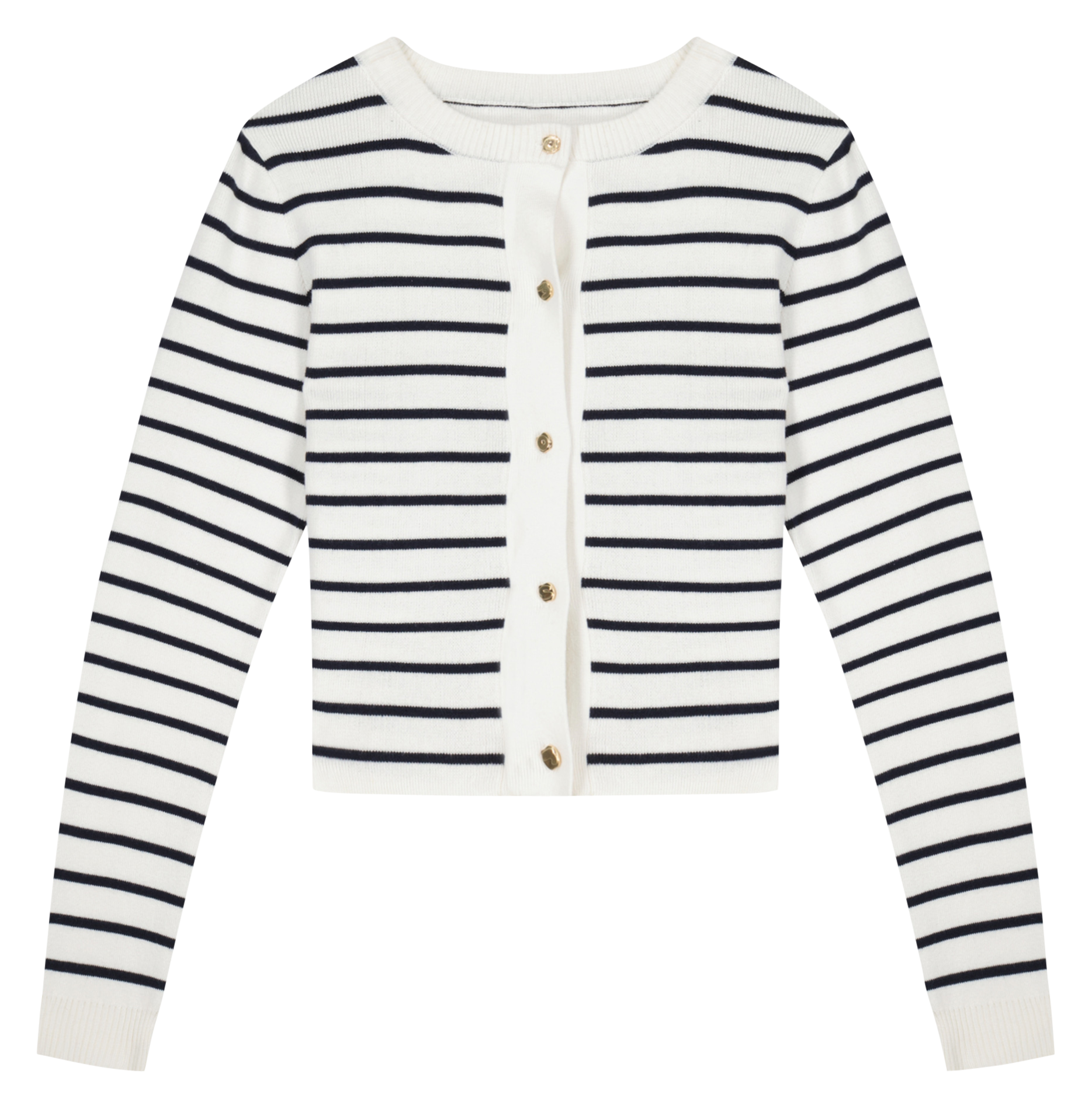 Gilet col rond rayé en coton mélangé  MAISON LABICHE Blanc
