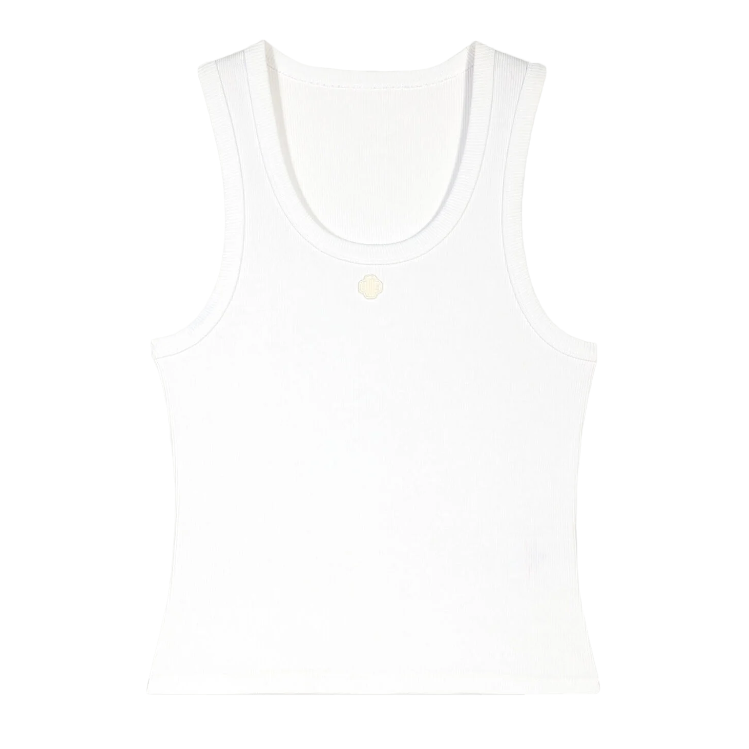 Débardeur droit col rond en coton côtelé Blanc