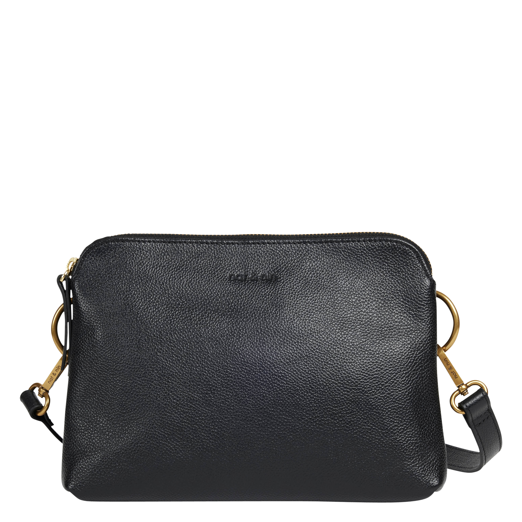 Sac bandoulière en cuir grainé  NAT & NIN Noir