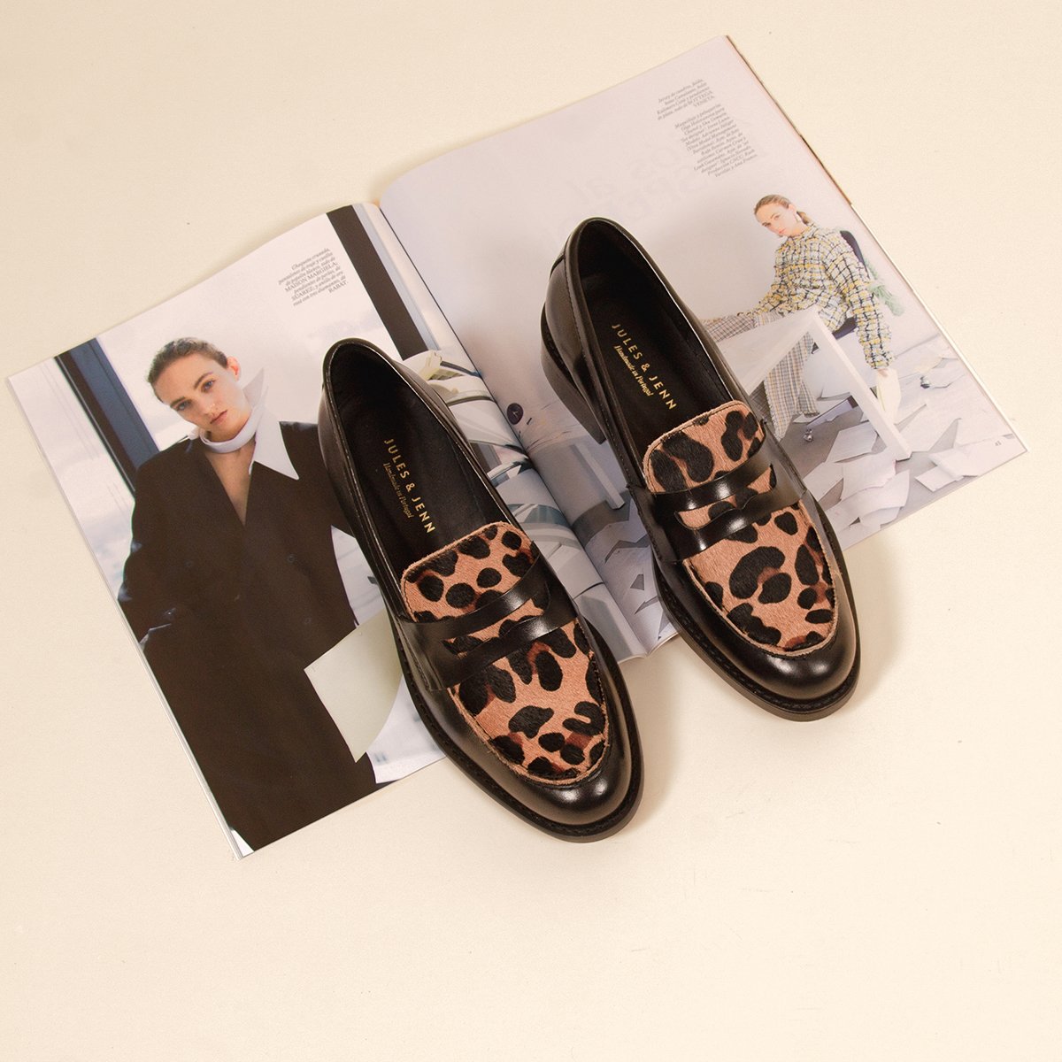 Printed leather moccasins JULES & JENN Black