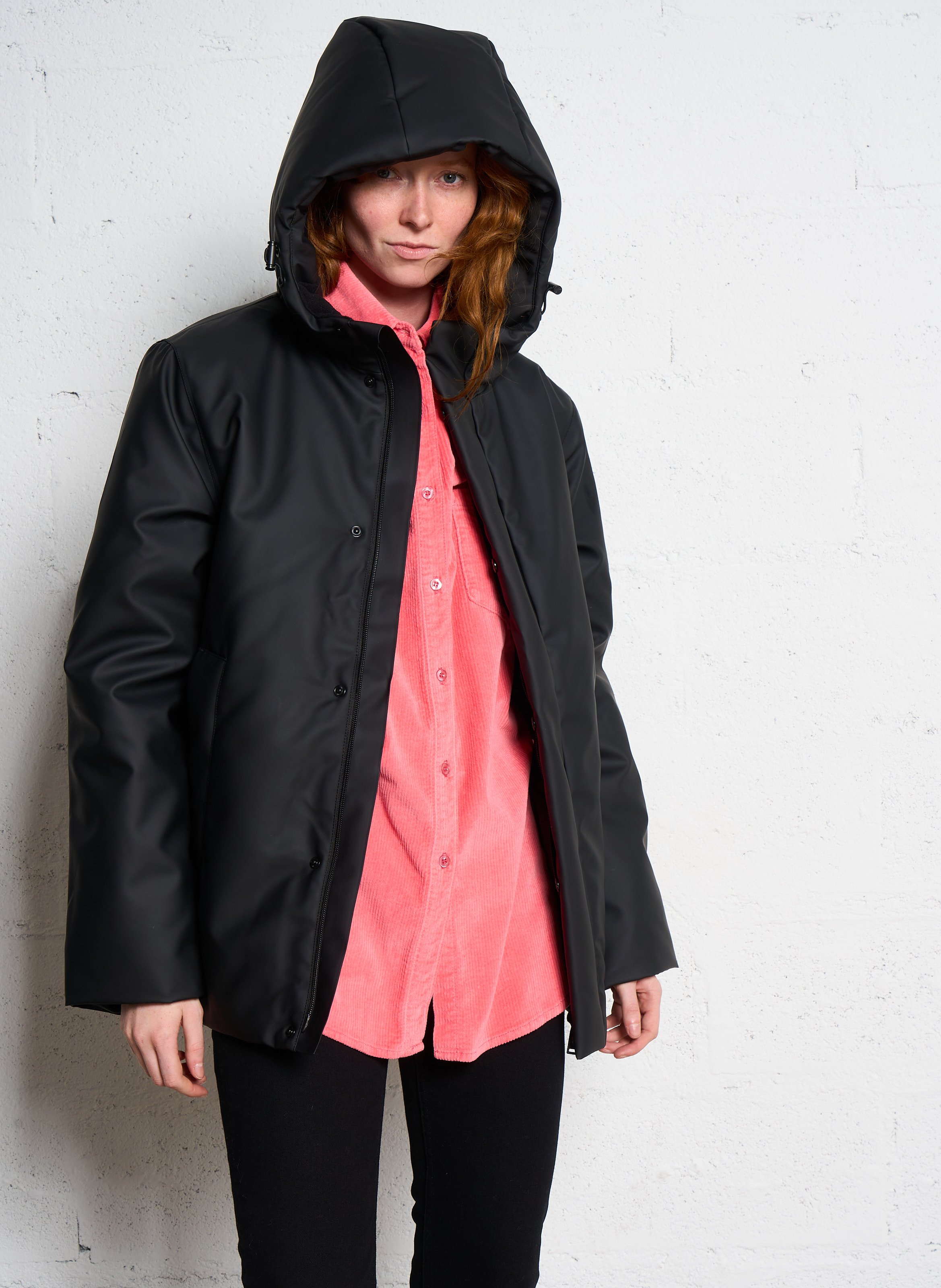 Parka courte à capuche RAINS Noir