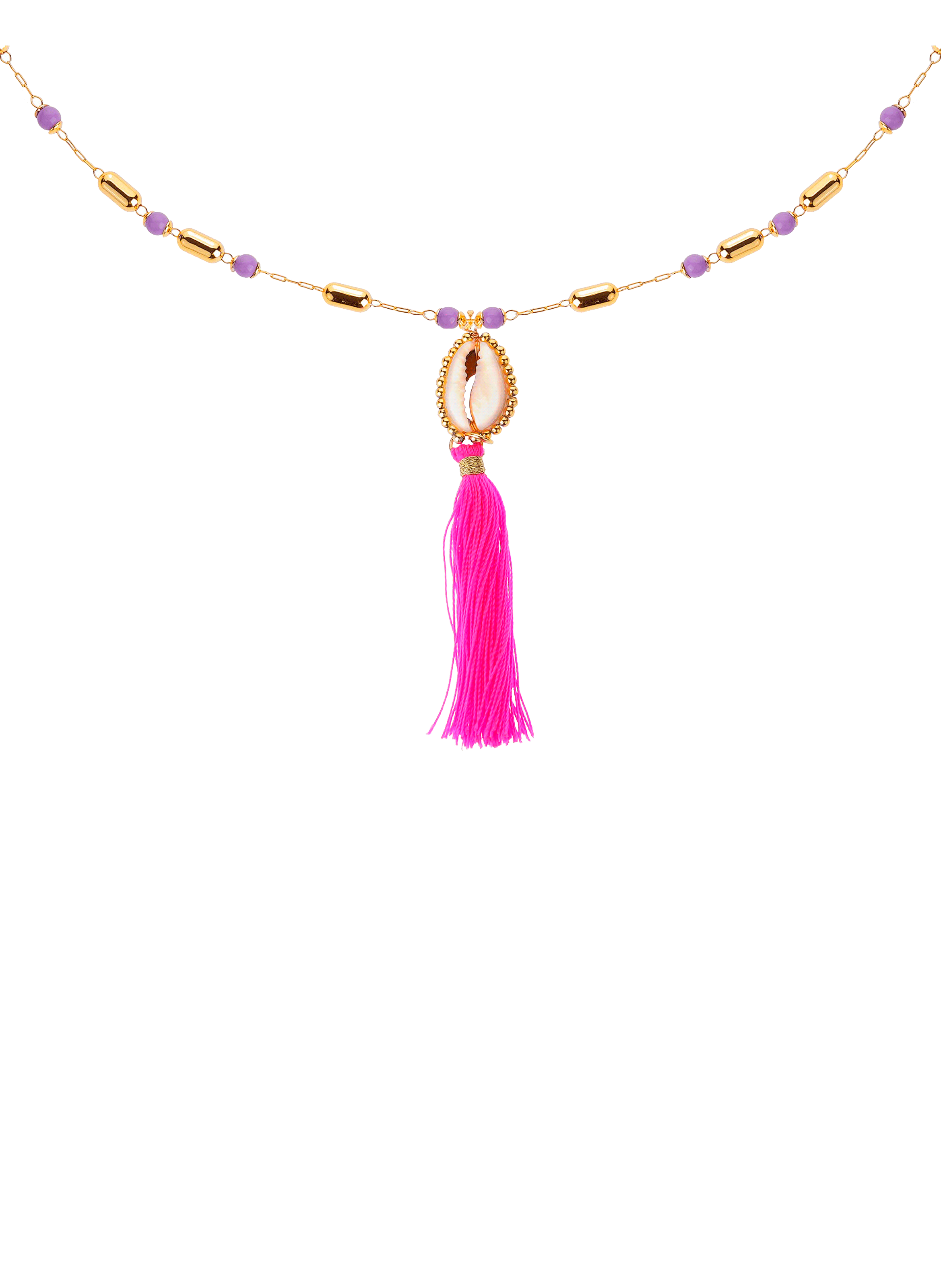 Necklace with beads and tassel pendant HIPANEMA Purple