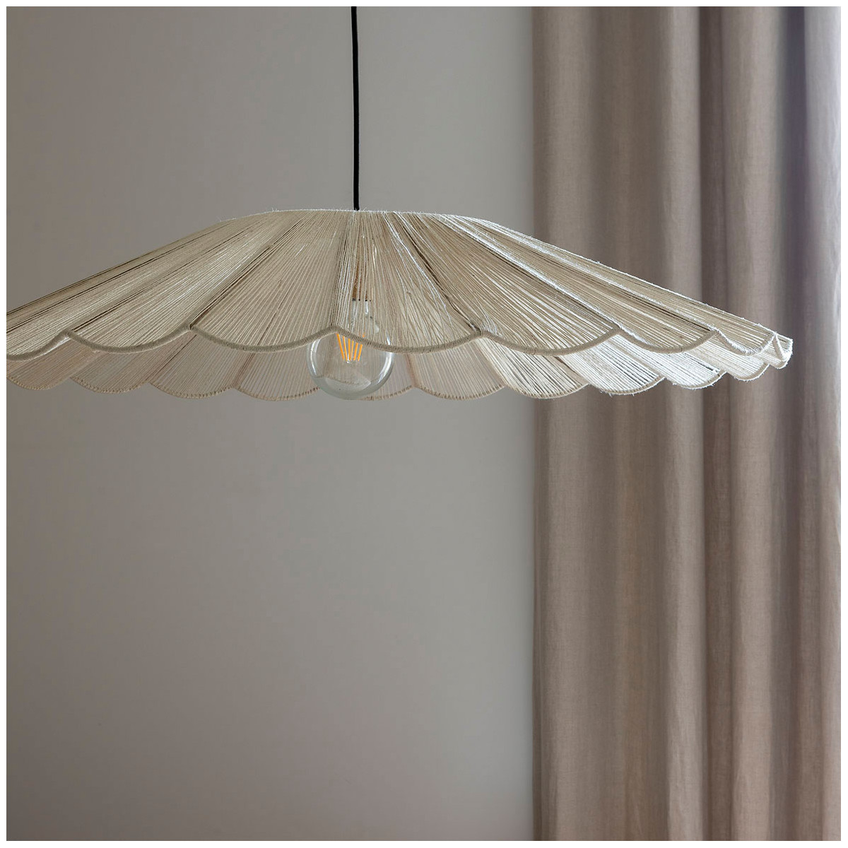 White and metal daisy jute pendant light - ø 90 cm BLANC D'IVOIRE White