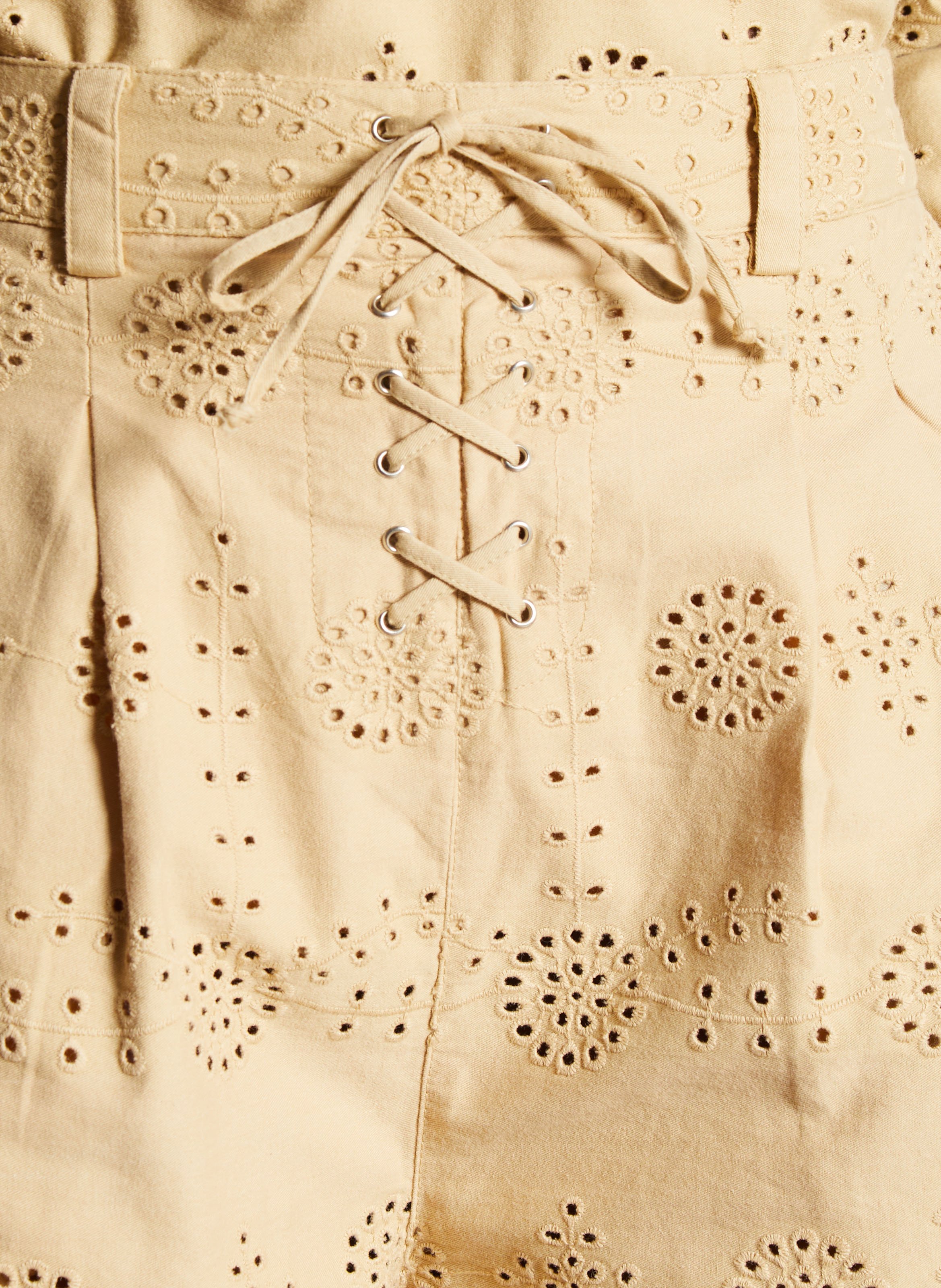 Rechte katoenen broderie short THE NEW SOCIETY Beige