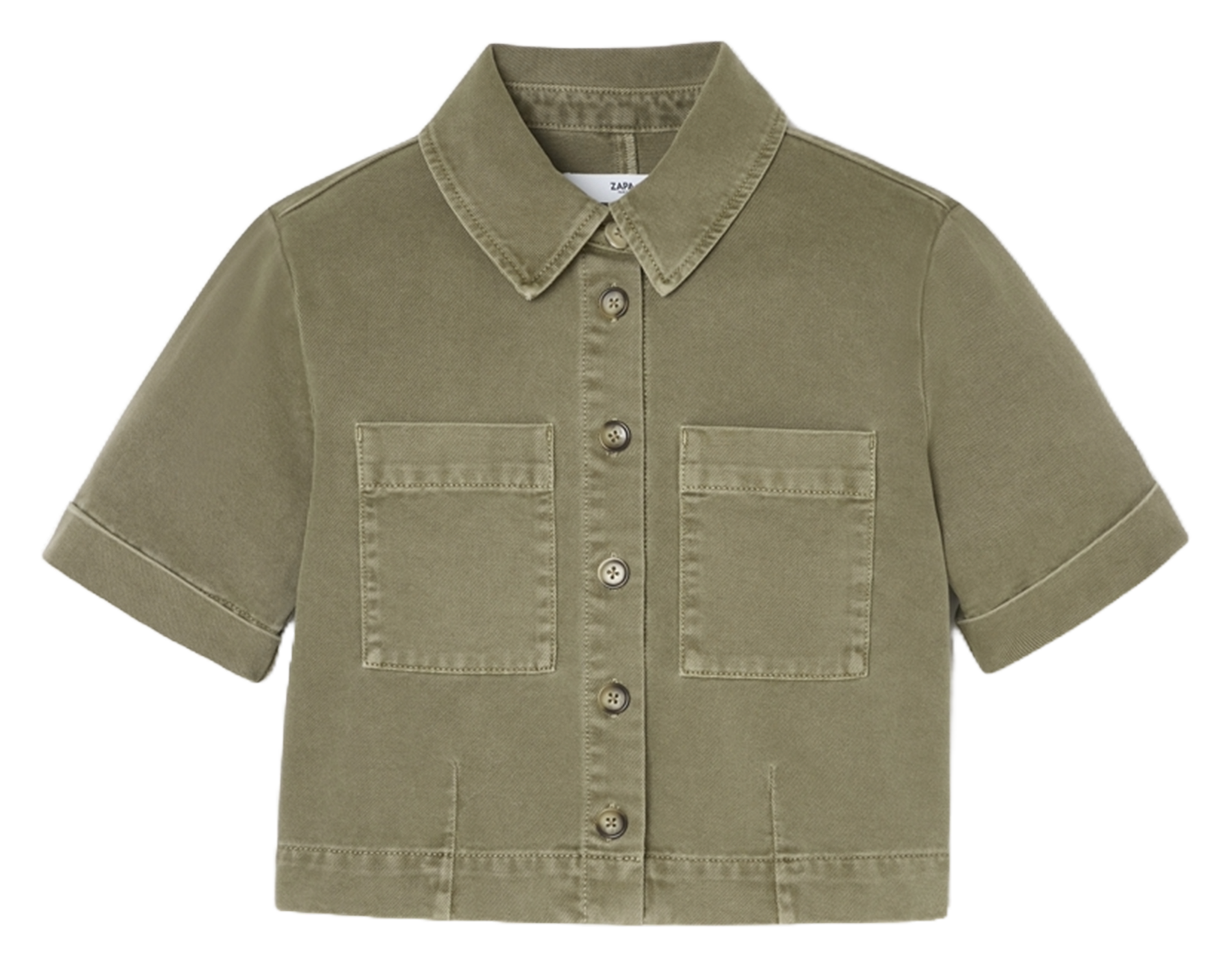 Short straight buttoned shirt Kaki Zapa Women VCHE18V379 Place