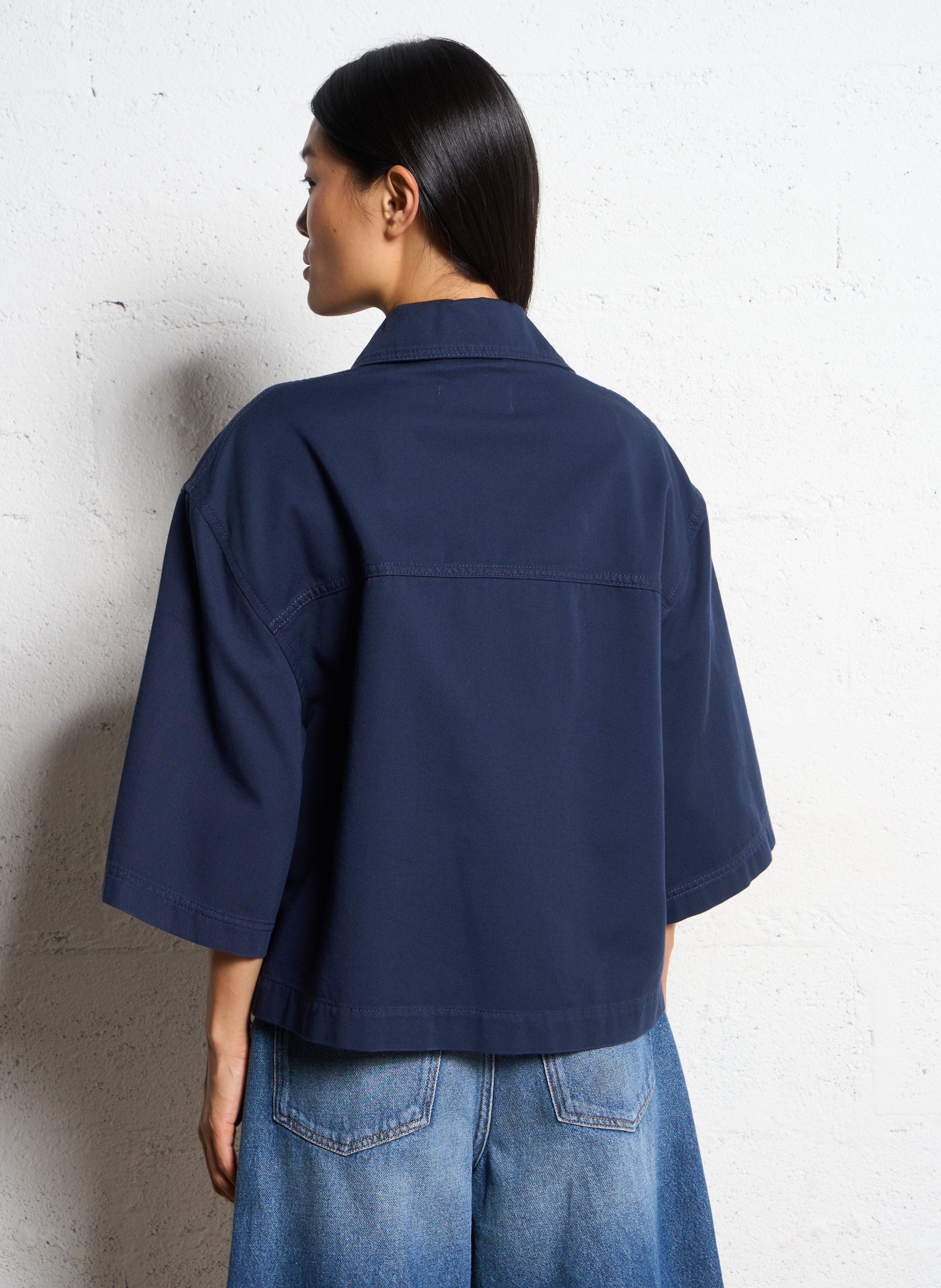 Oversized jacket with embroidered patterns in cotton MAX MARA WEEK END Blue