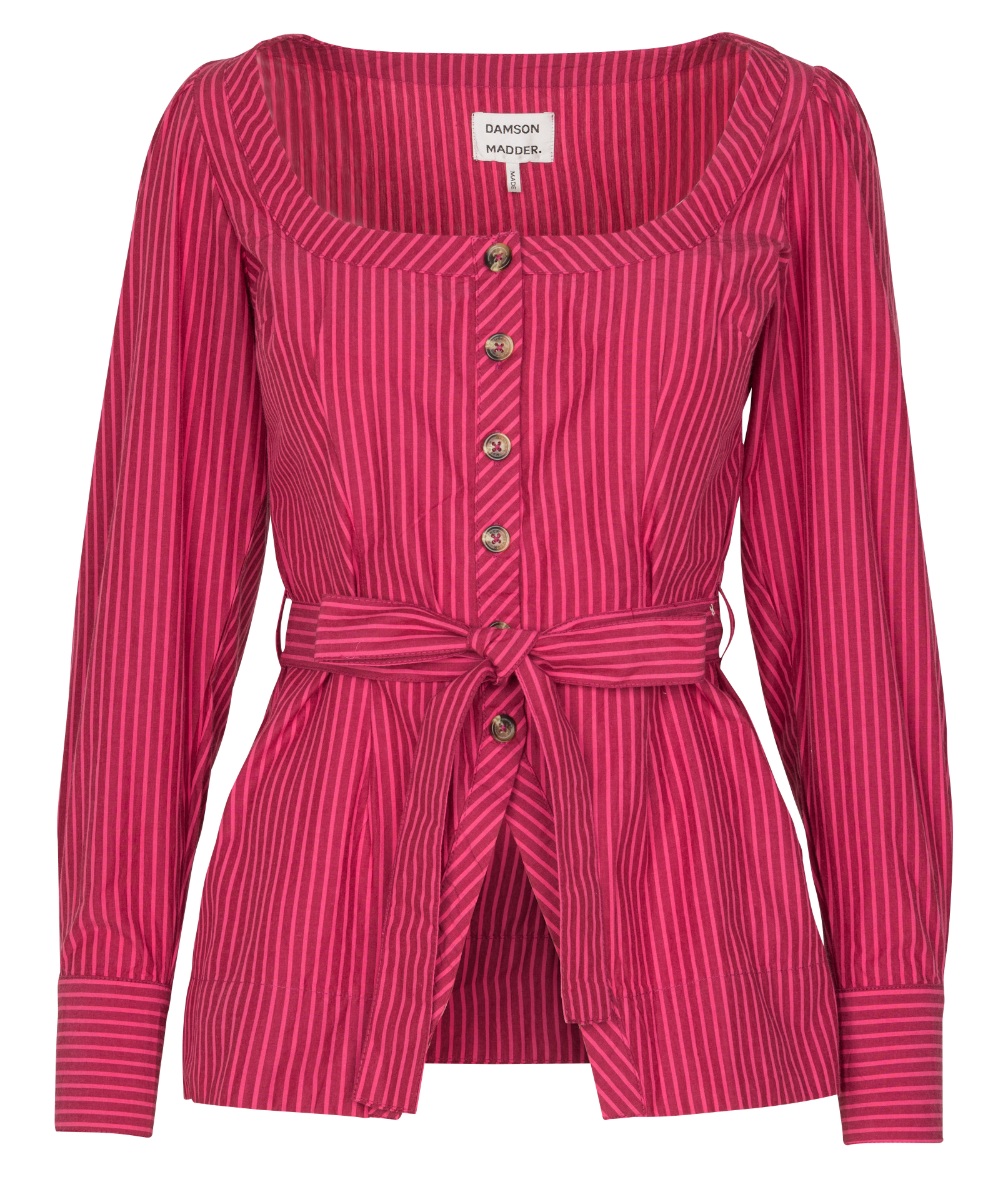 Fitted striped organic cotton shirt DAMSON MADDER Plums